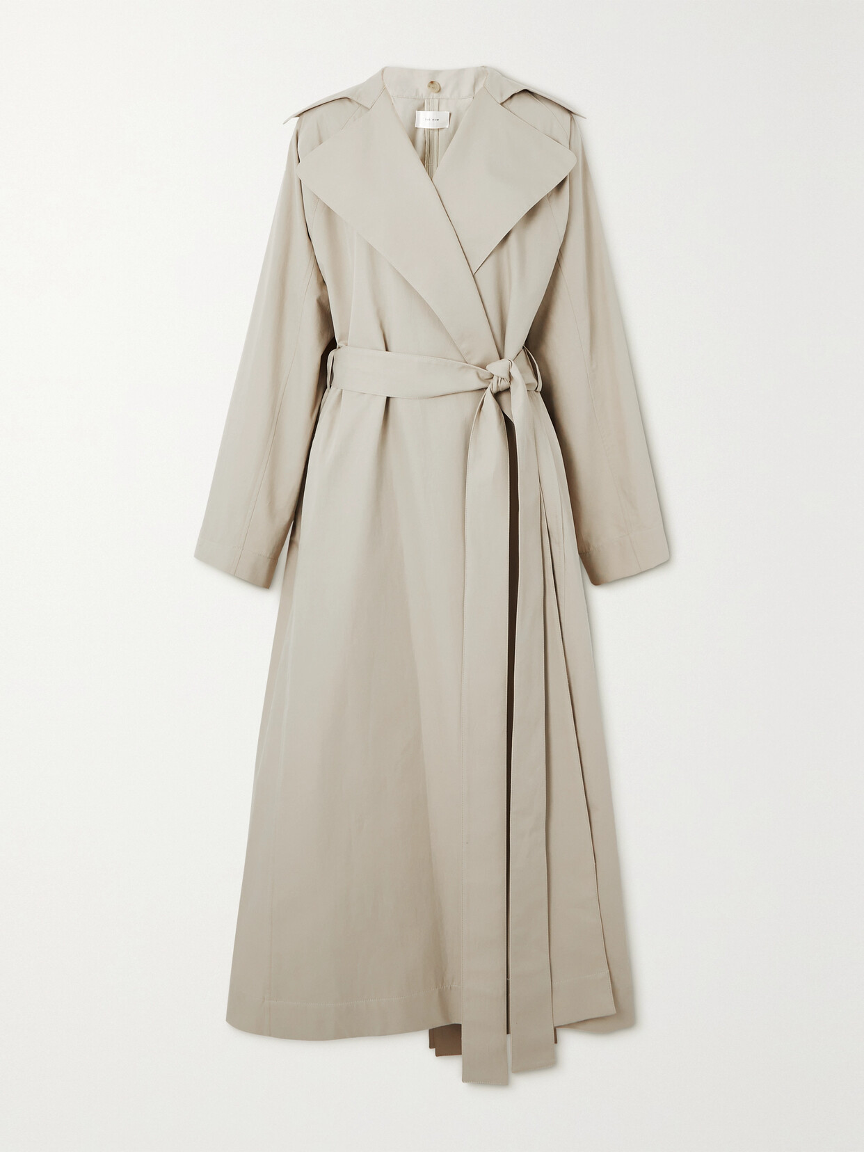 The Row Badva Hooded Draped Cotton Trench Coat In Beige