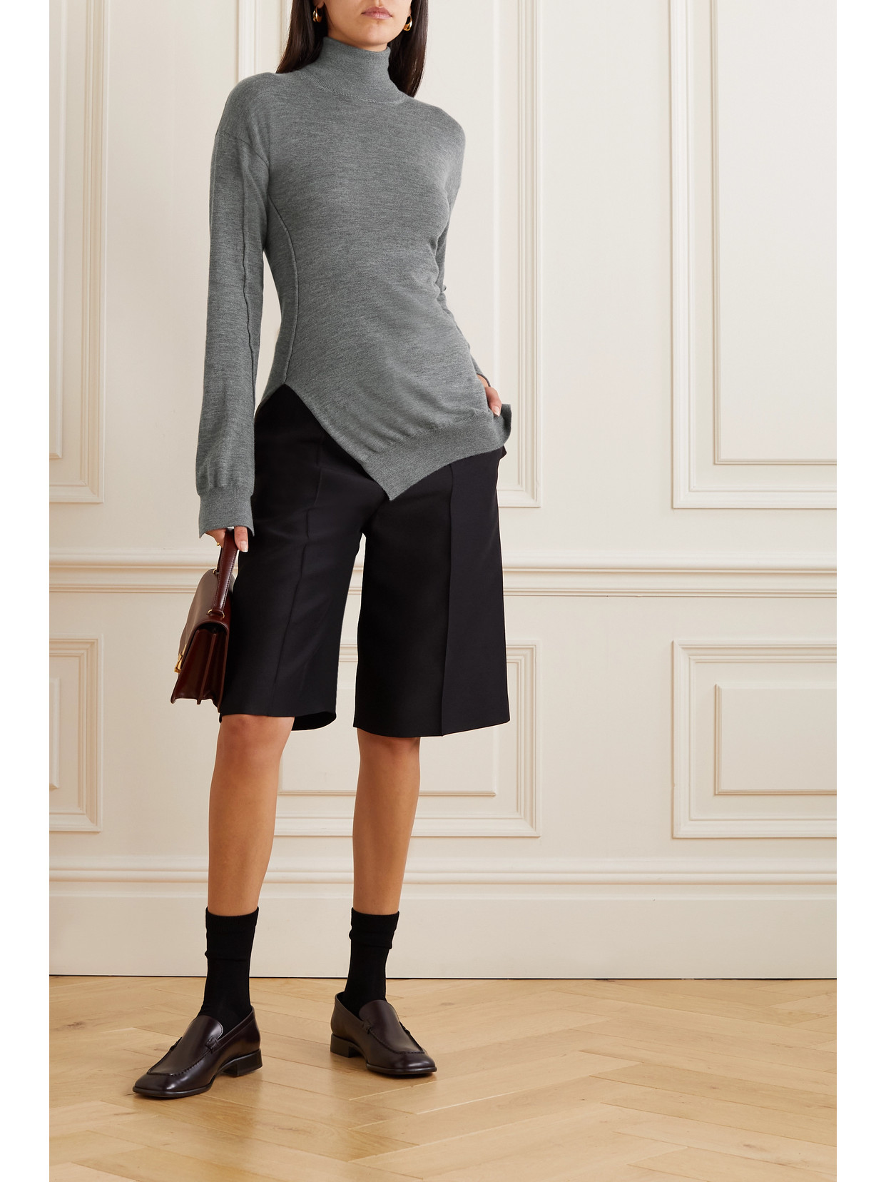 Nomi Cutaway Cashmere Turtleneck Sweater