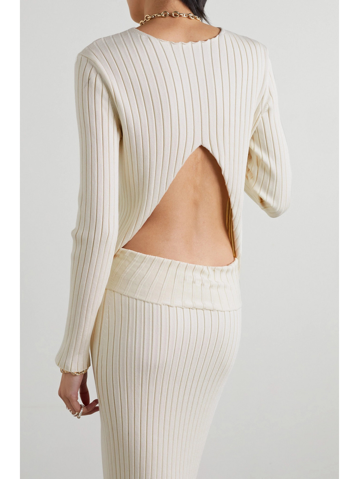 The Row Ash Open-back Ribbed Silk Sweater In White