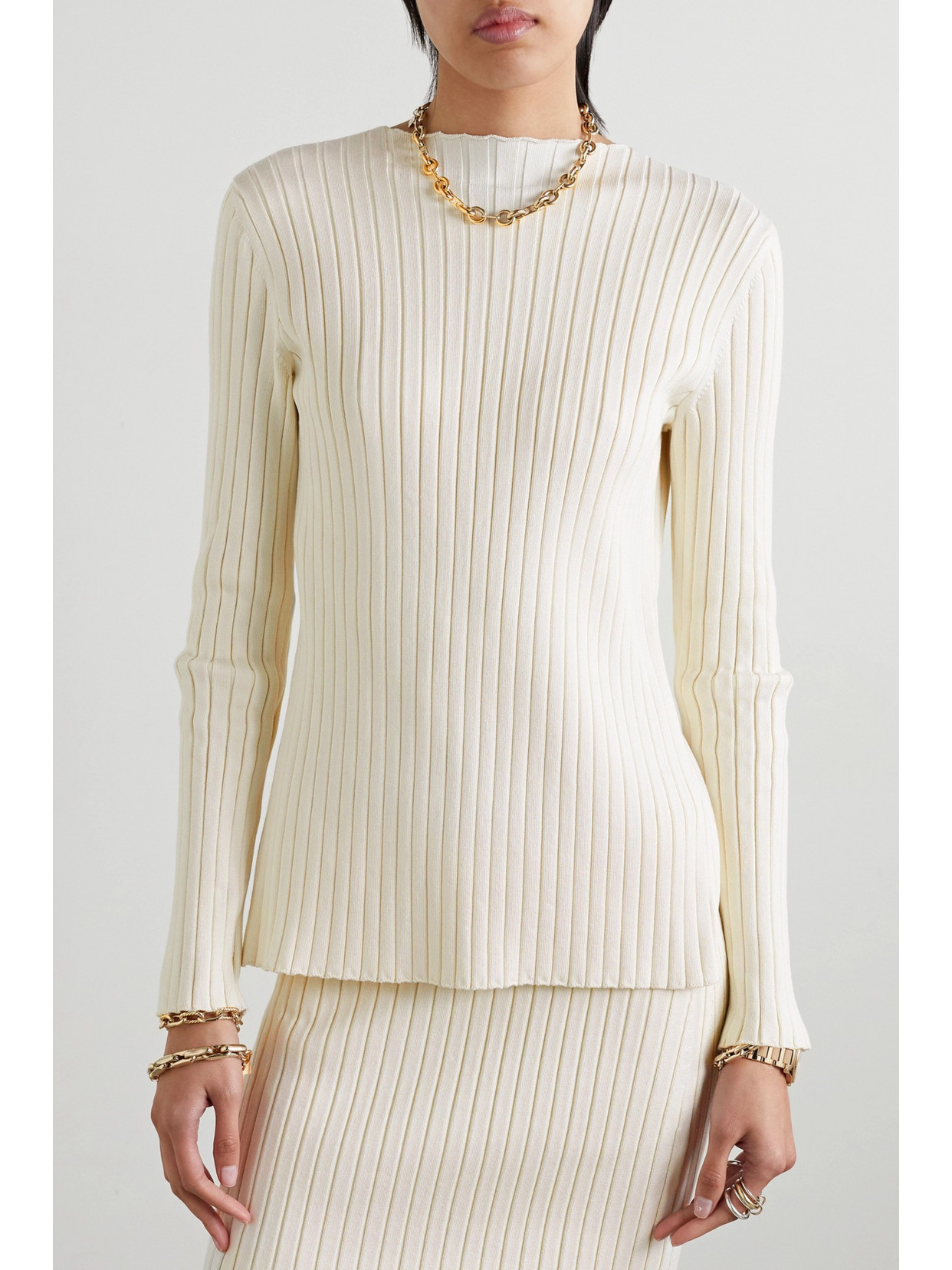 Shop The Row Ash Open-back Ribbed Silk Sweater In White