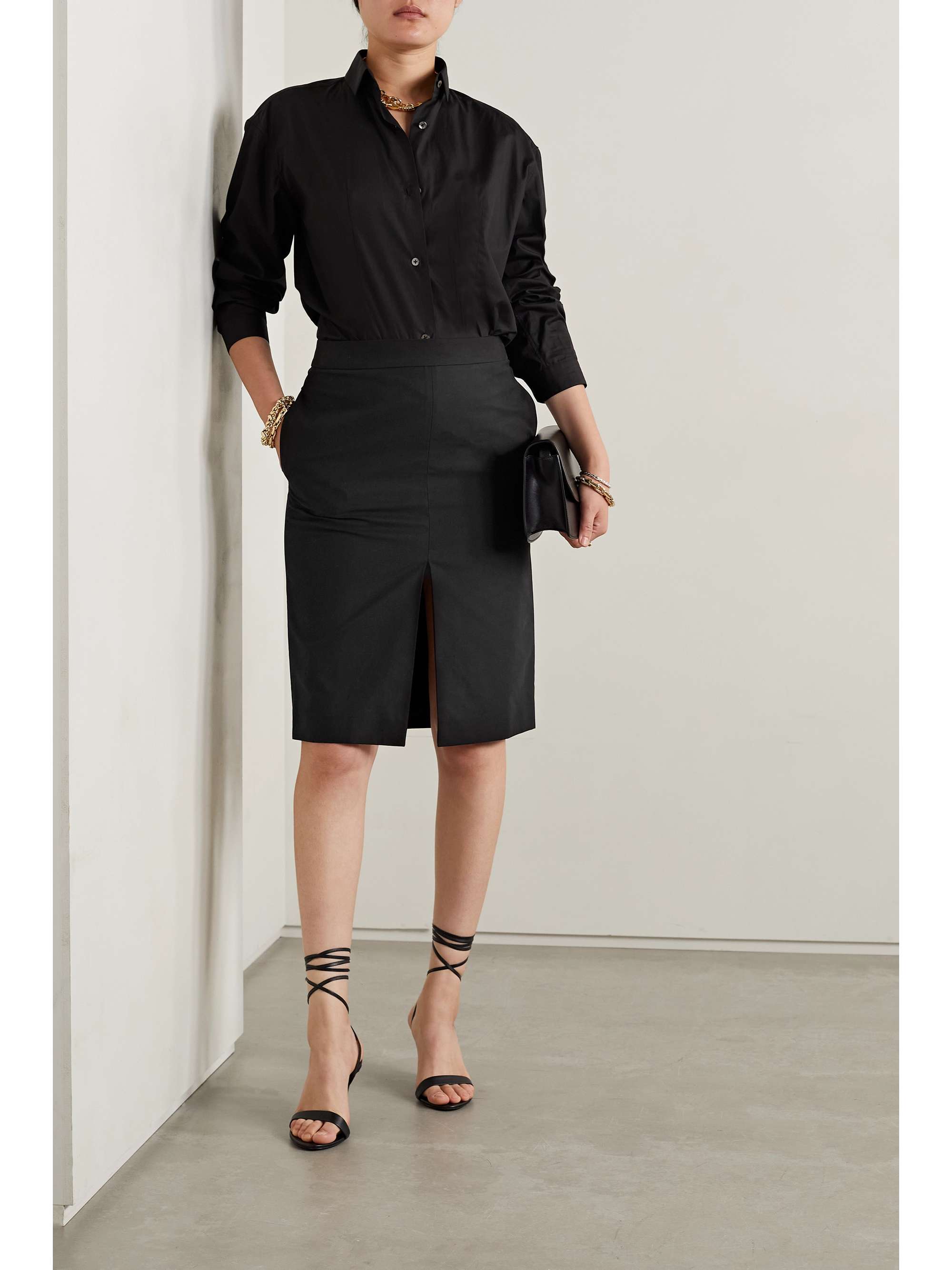 THE ROW Benson cotton-blend twill skirt