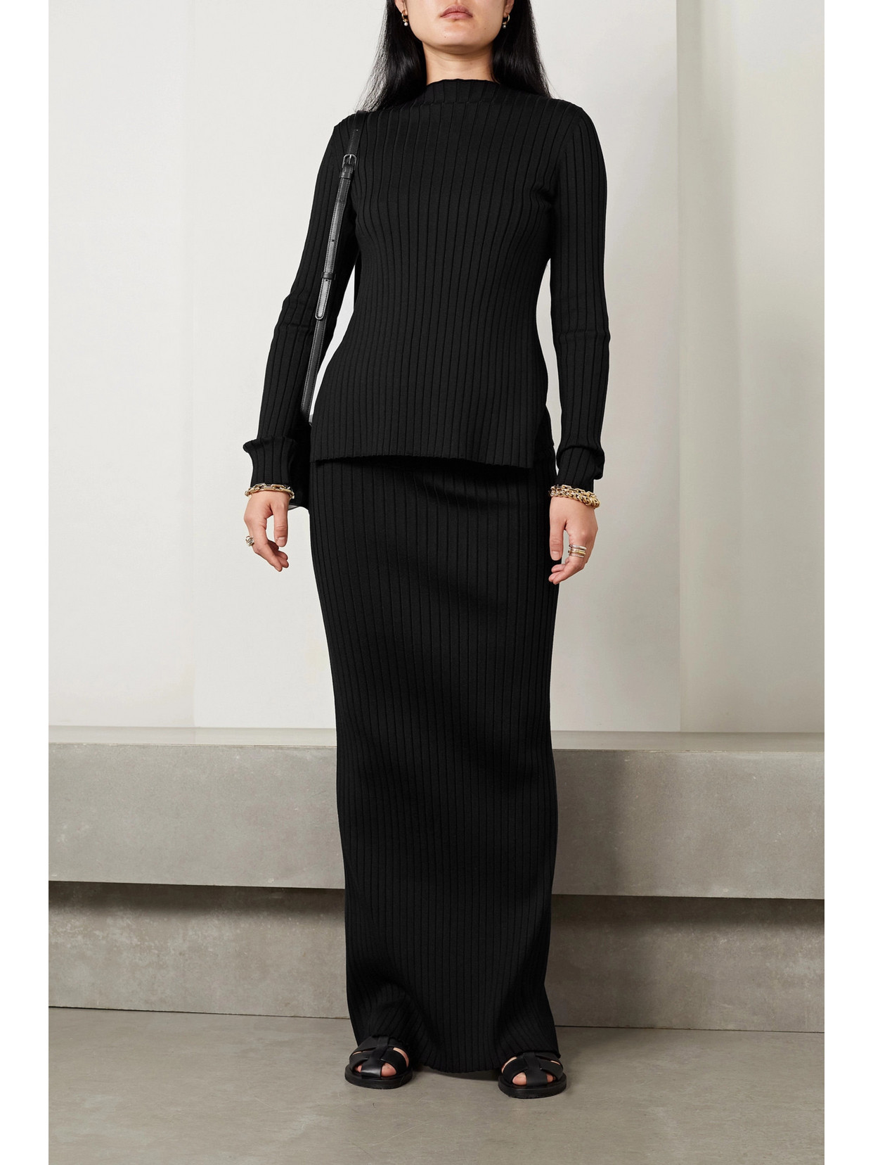 Shop The Row Ash Open-back Ribbed Silk Sweater In Black