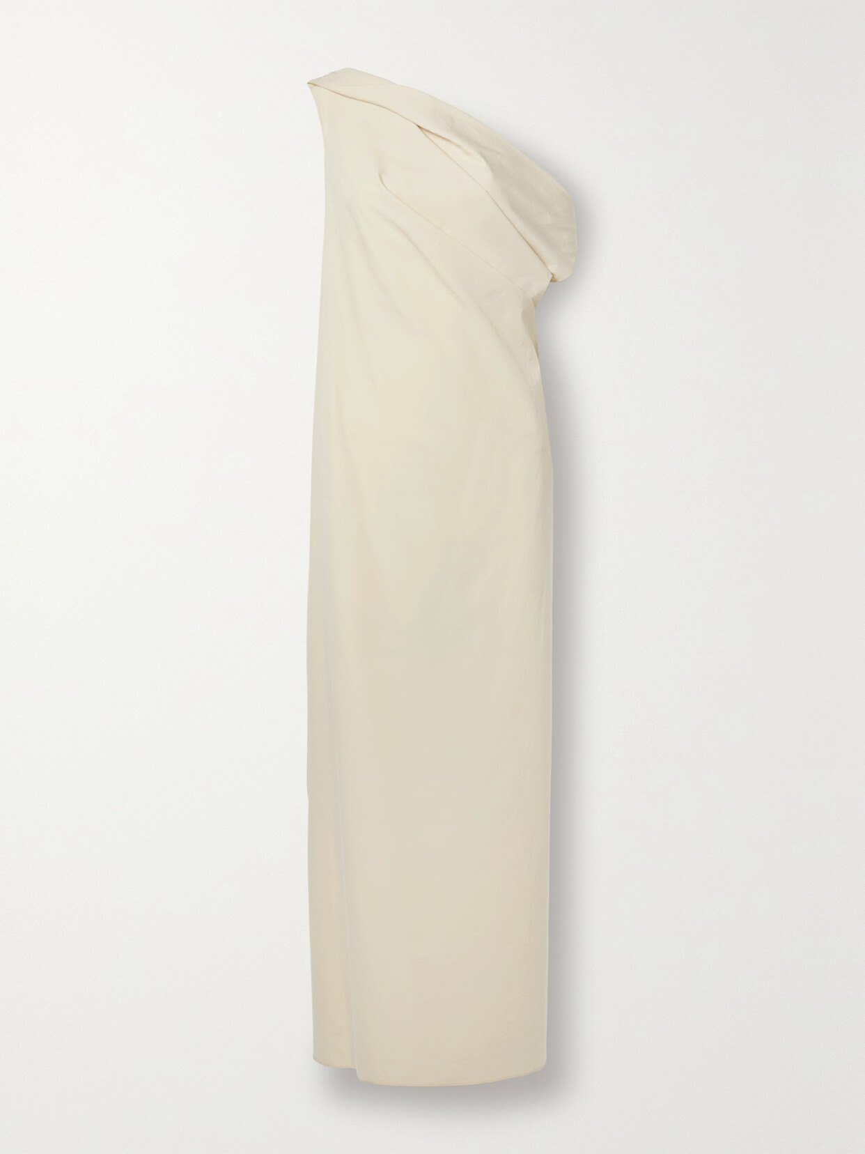 The Row Bamaris Draped Cotton-poplin Maxi Dress In Beige