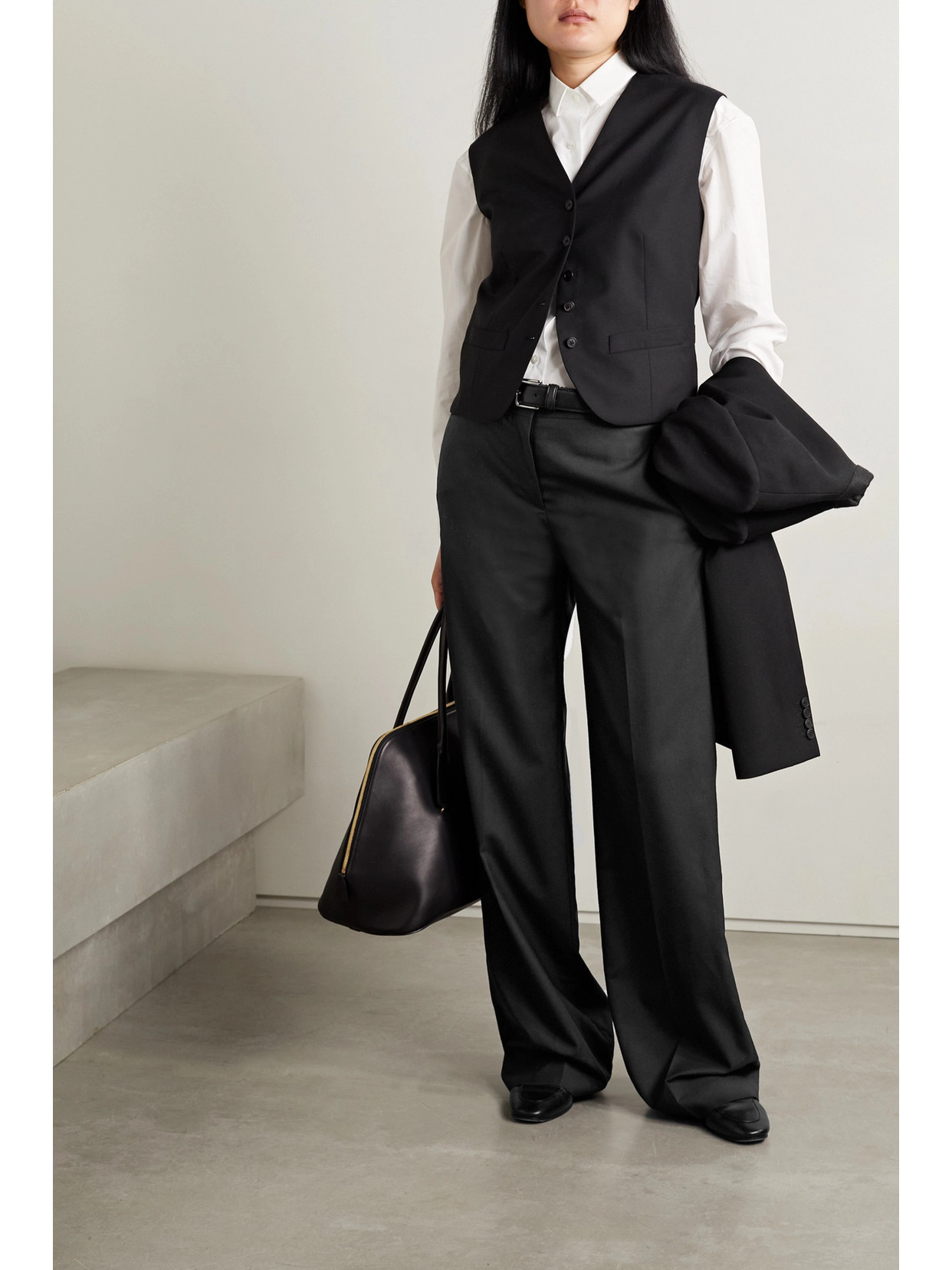 The Row Bufus Fine Cold Wool Straight Pants In Black