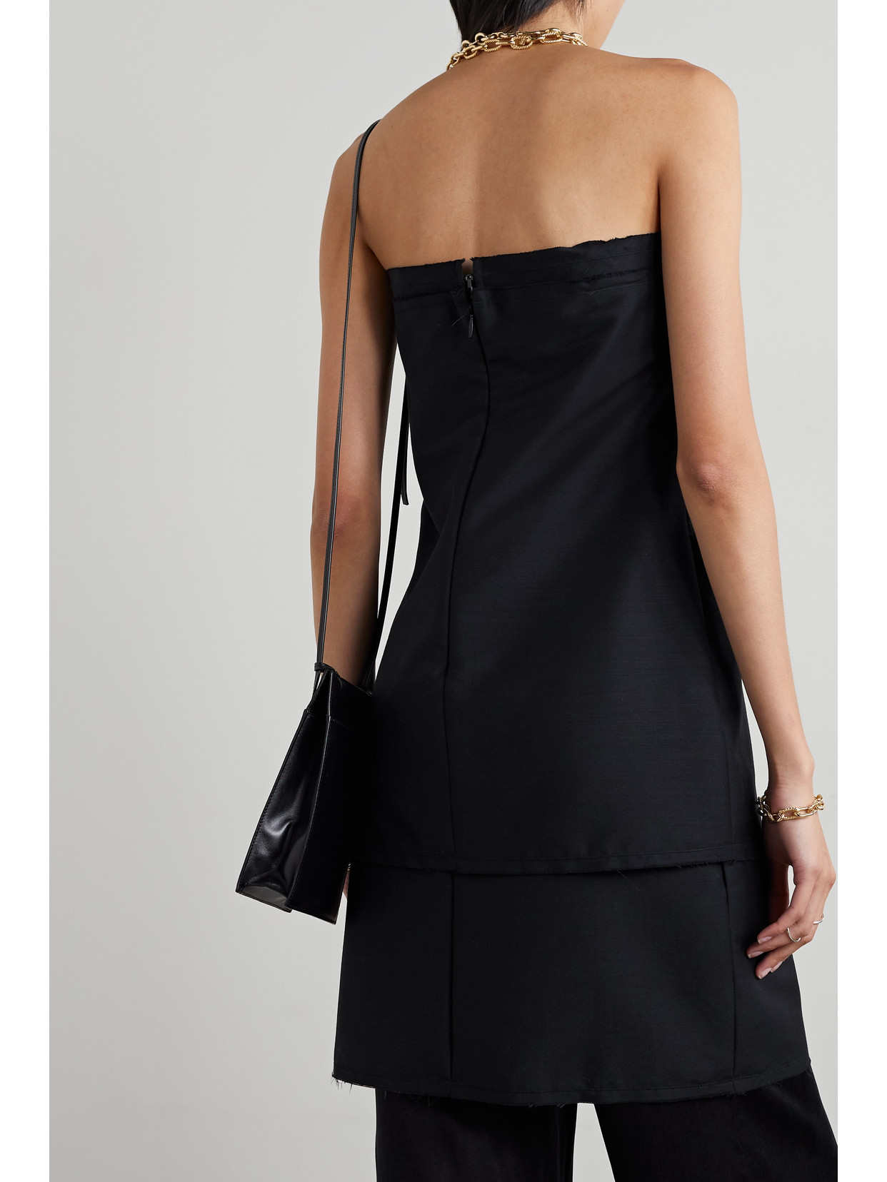 Shop The Row Bergliot Strapless Wool And Mohair-blend Mini Dress In Black