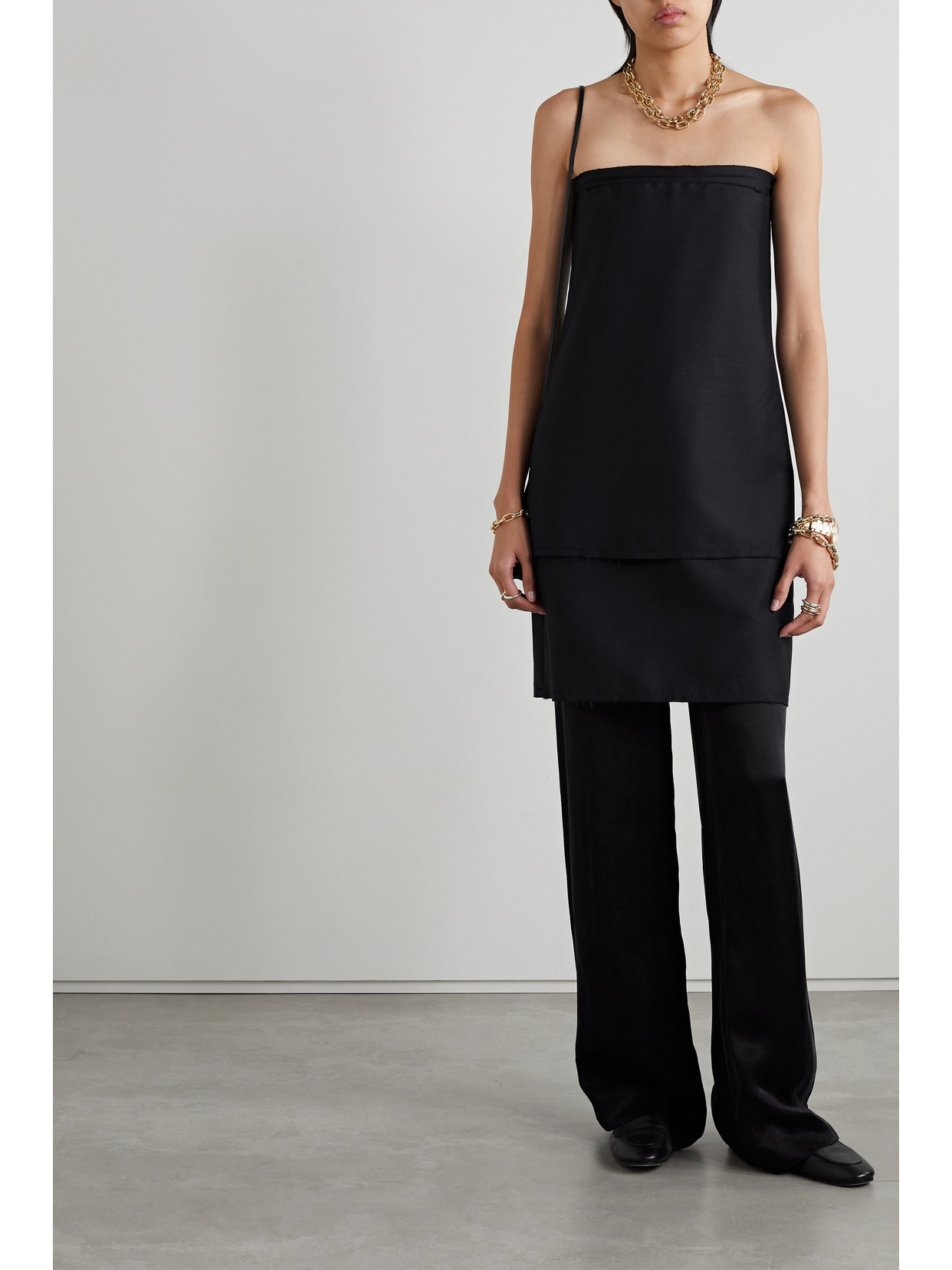 The Row Bergliot Strapless Wool And Mohair-blend Mini Dress In Black