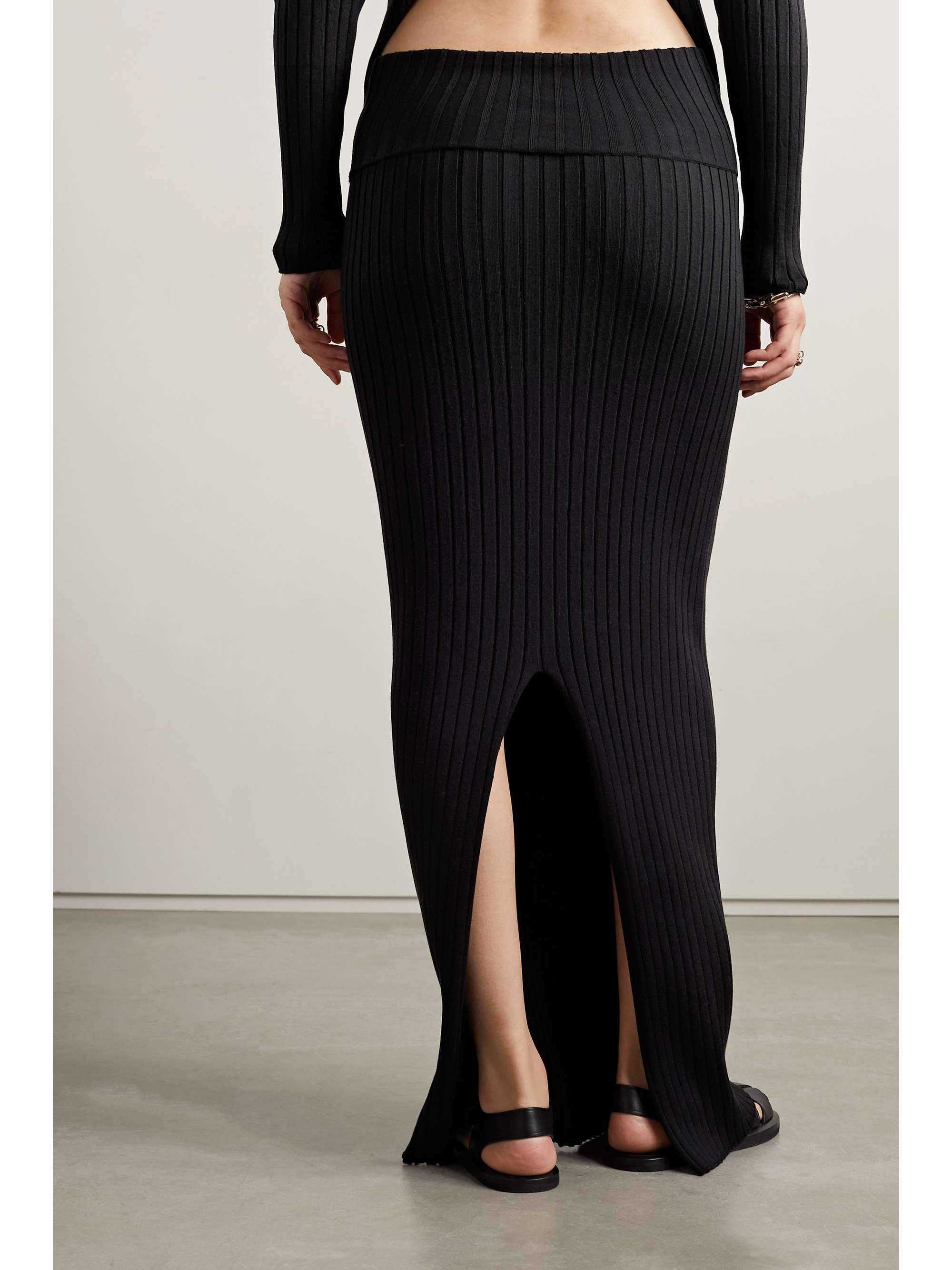 THE ROW Moss ribbed silk maxi skirt
