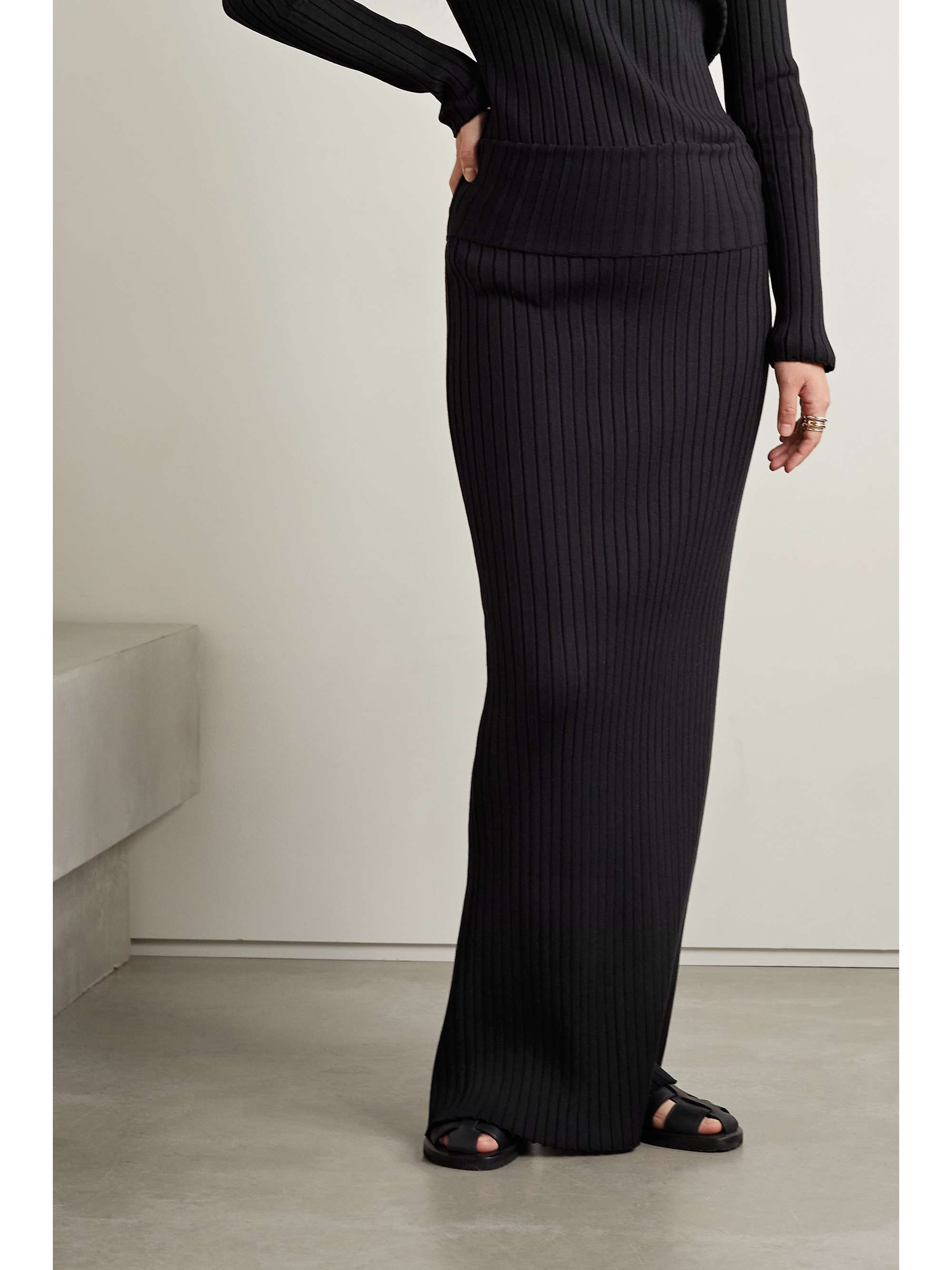 THE ROW Moss ribbed silk maxi skirt