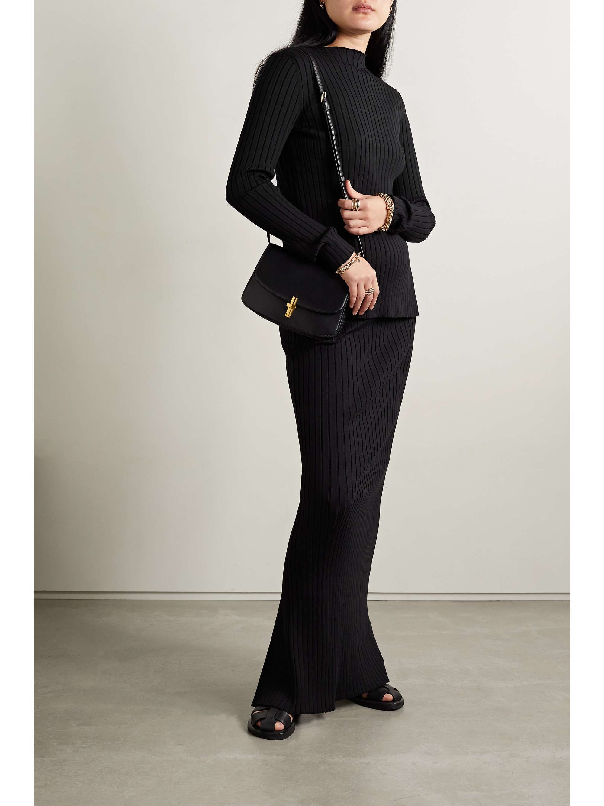 THE ROW Moss ribbed silk maxi skirt