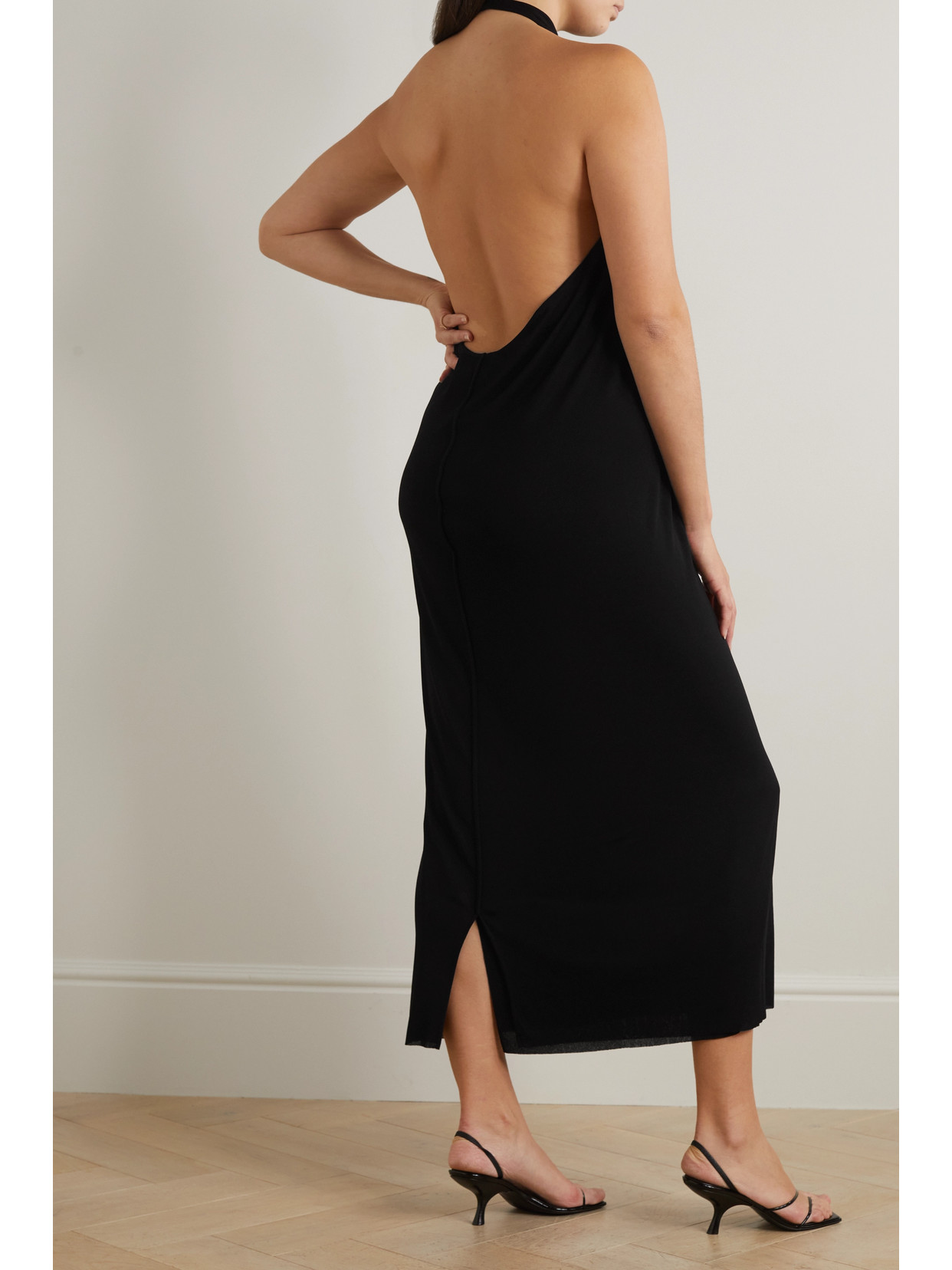 Shop The Row Brynlee Open-back Jersey Midi Dress In Black