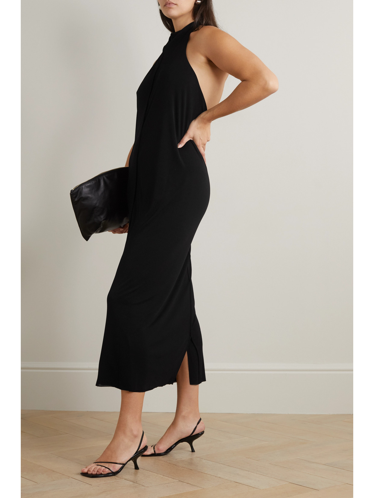 Shop The Row Brynlee Open-back Jersey Midi Dress In Black