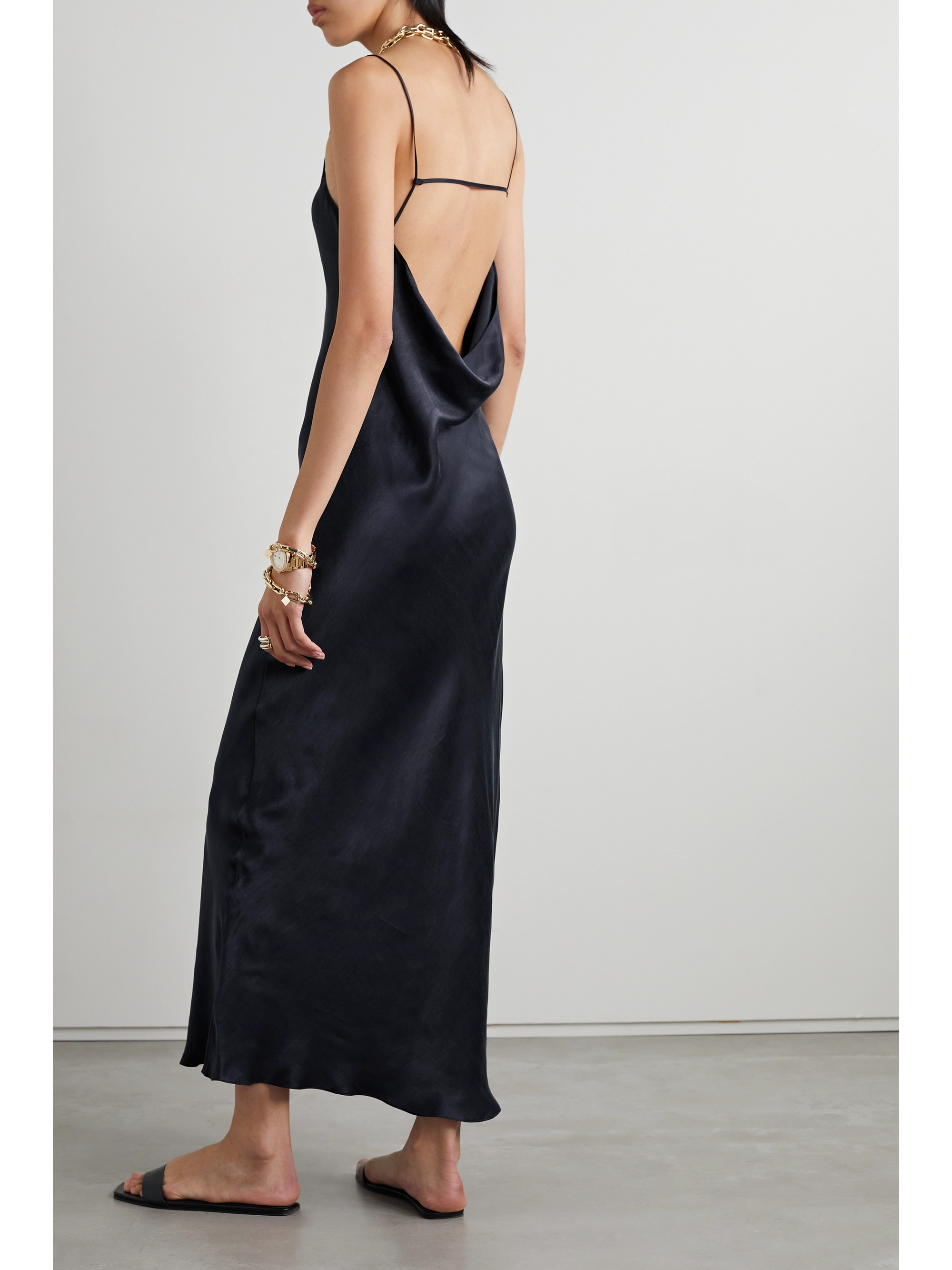 The Row Beffy crinkled-satin midi dress