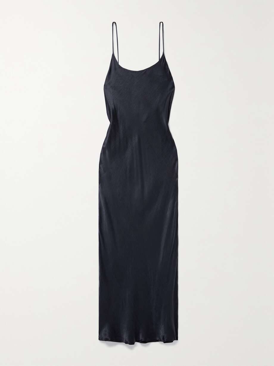 Satin Midi Dress Navy