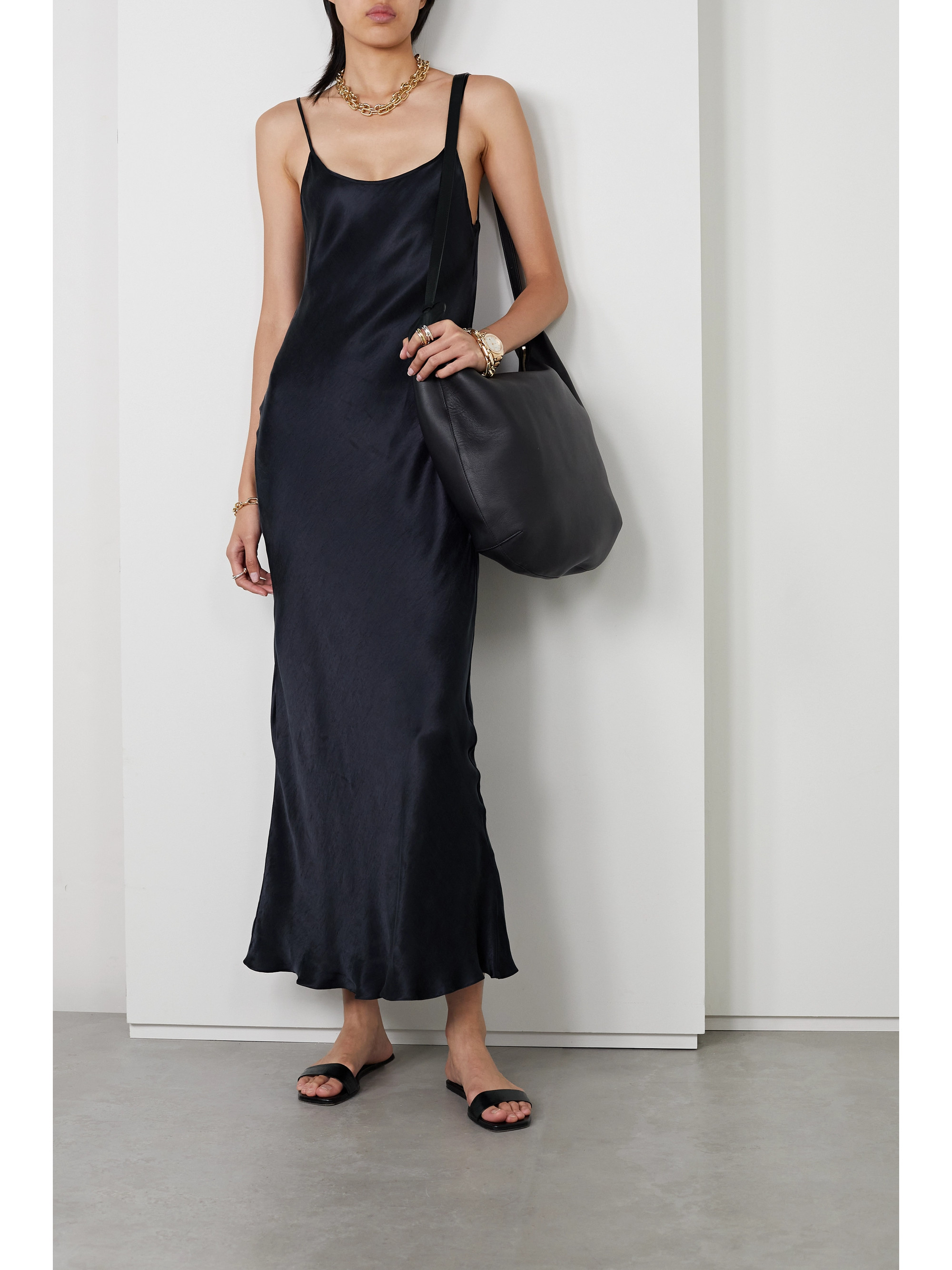 The Row Beffy crinkled-satin midi dress