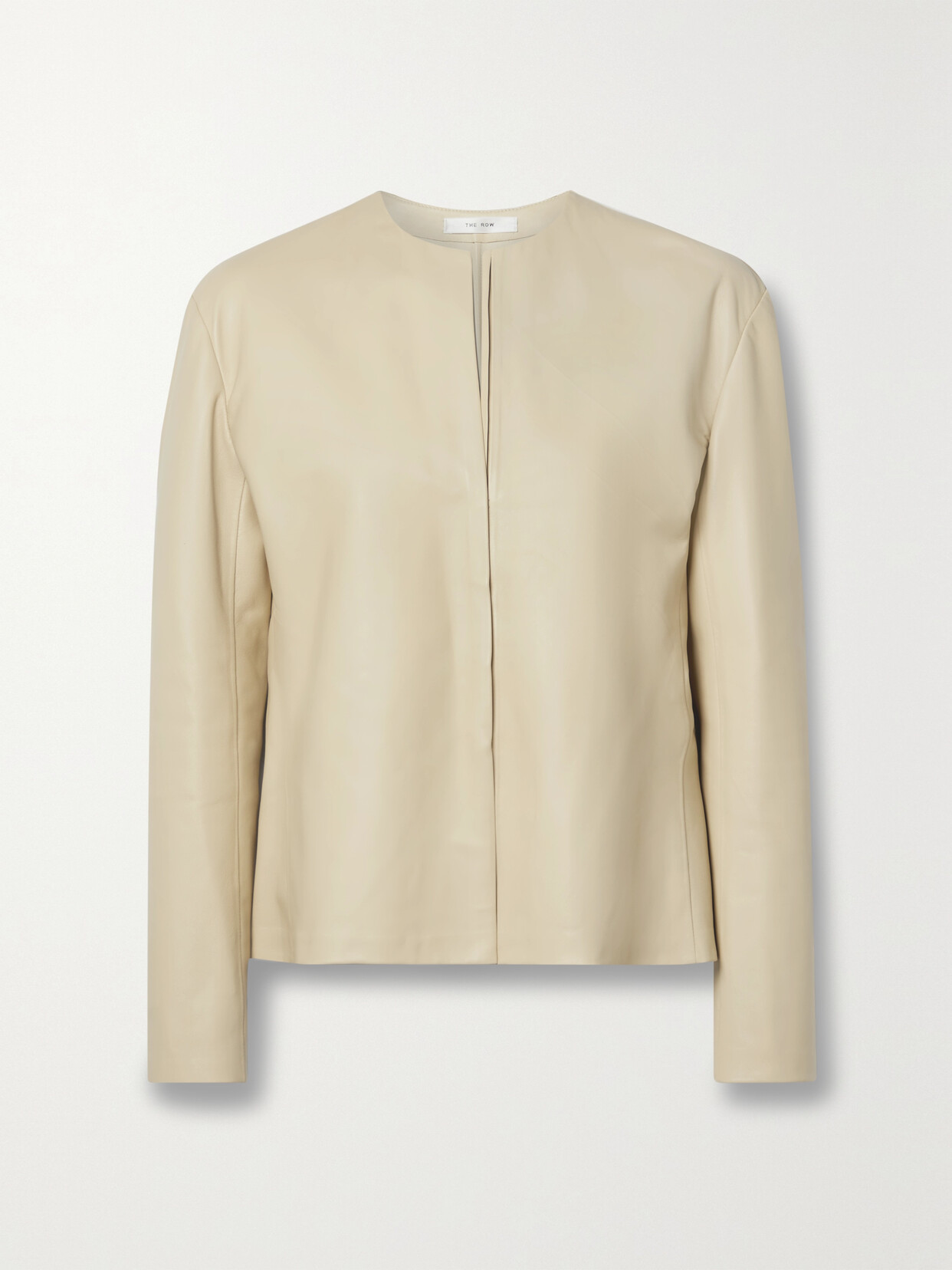 The Row Beryl Leather Short Jacket In Cream