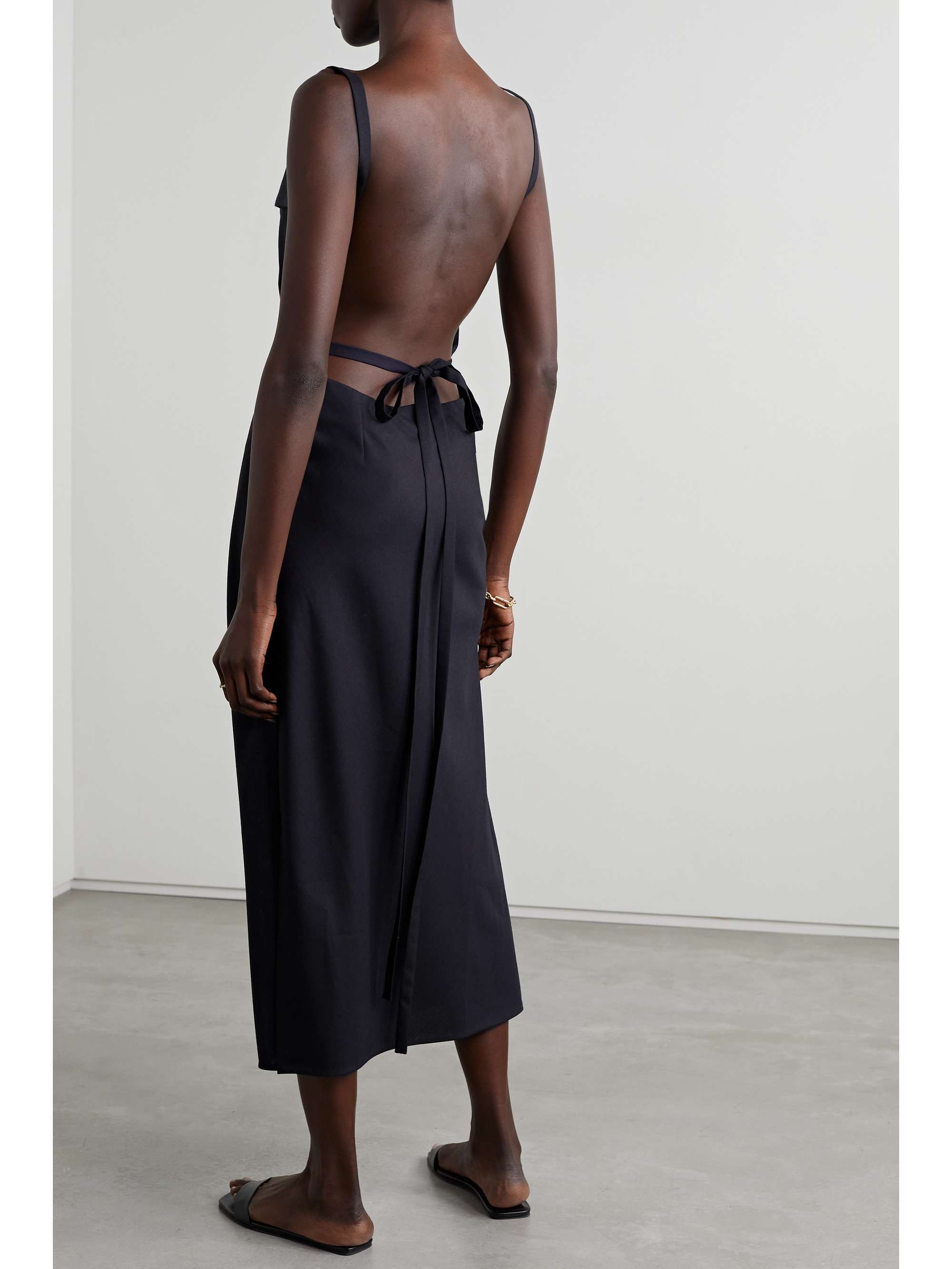 THE ROW Berna draped open-back wool midi dress