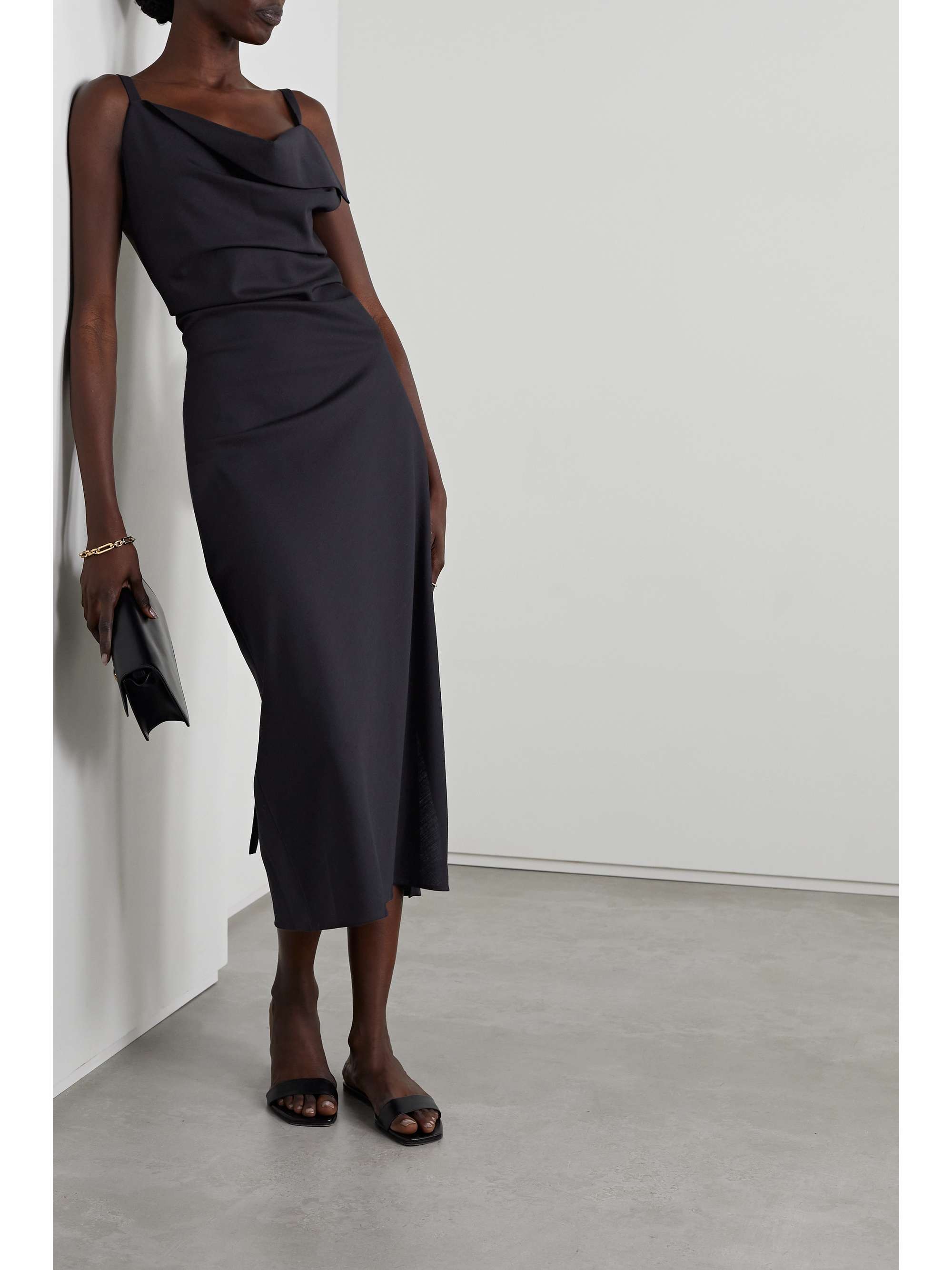 THE ROW Berna draped open-back wool midi dress