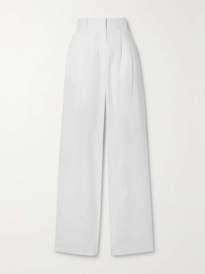 The Row Bufus Pleated Cotton-poplin Straight-leg Pants