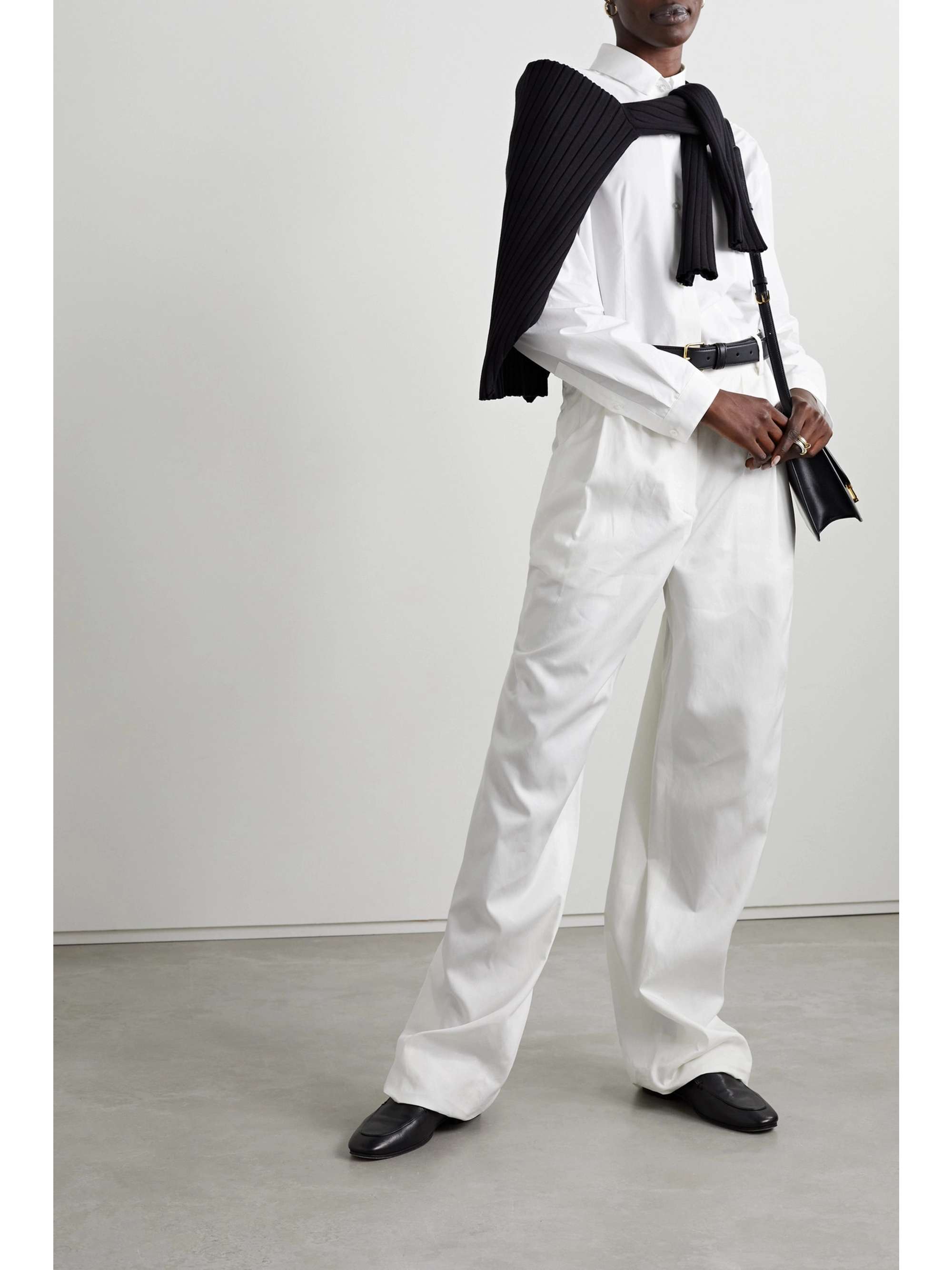 THE ROW Bufus pleated cotton-poplin straight-leg pants | NET-A-PORTER