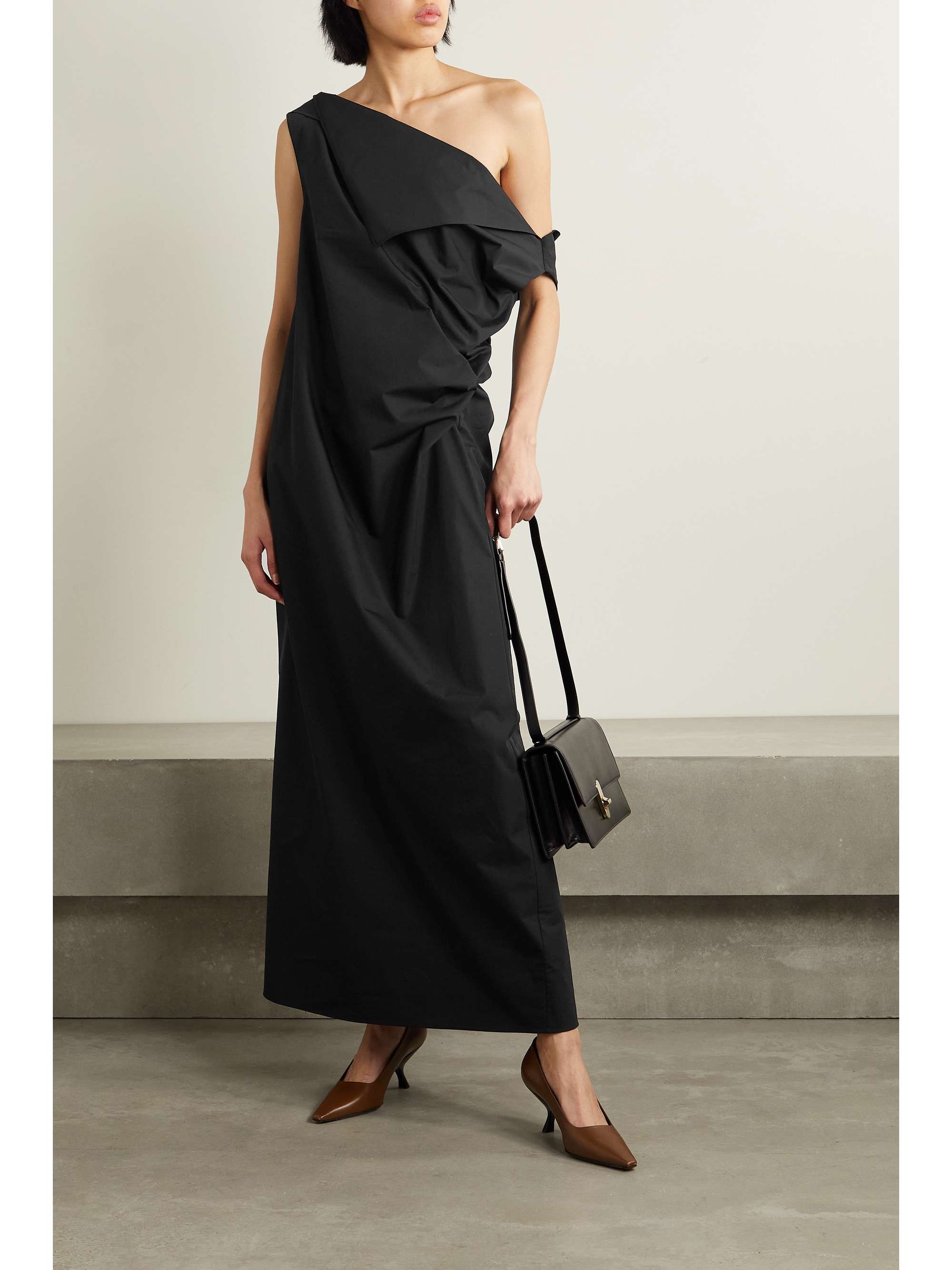THE ROW Bamaris one-shoulder draped silk-crepe maxi dress