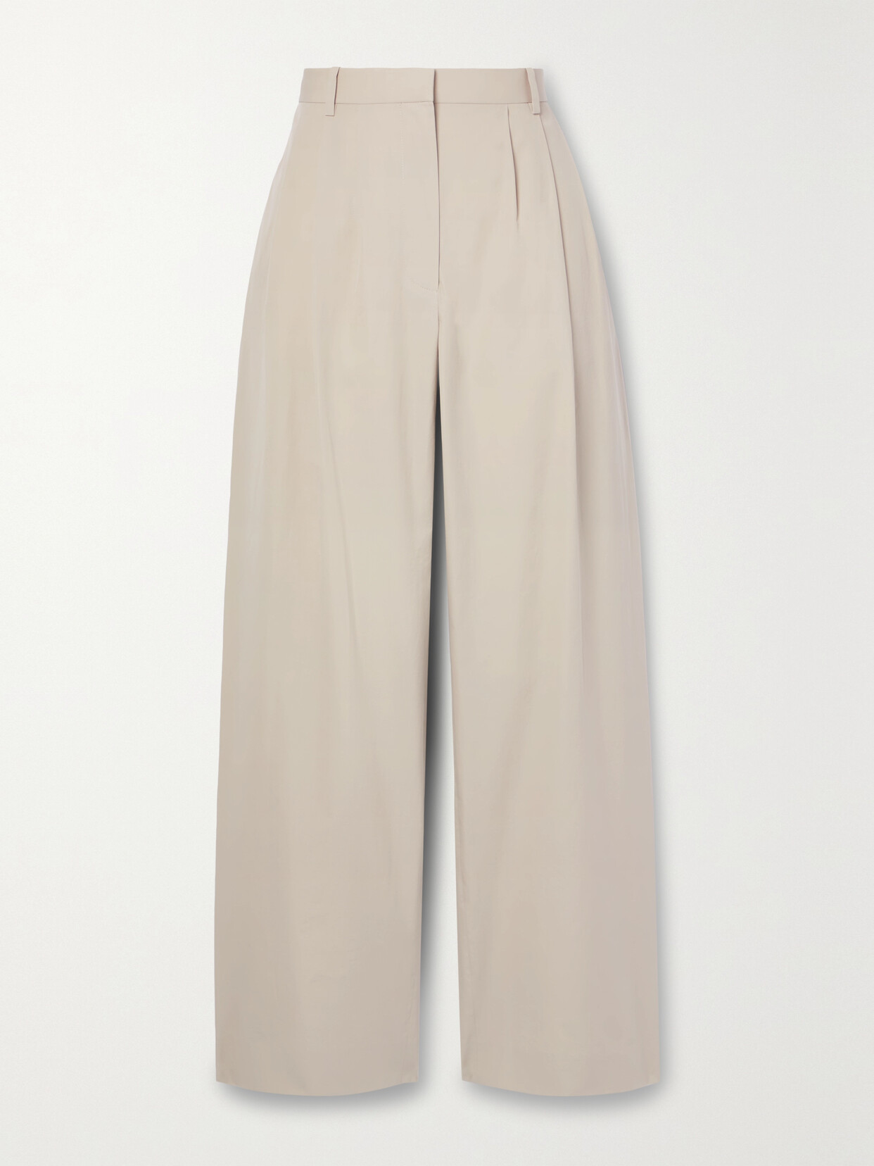 Shop The Row Bufus Pleated Cotton-poplin Straight-leg Pants In Gray