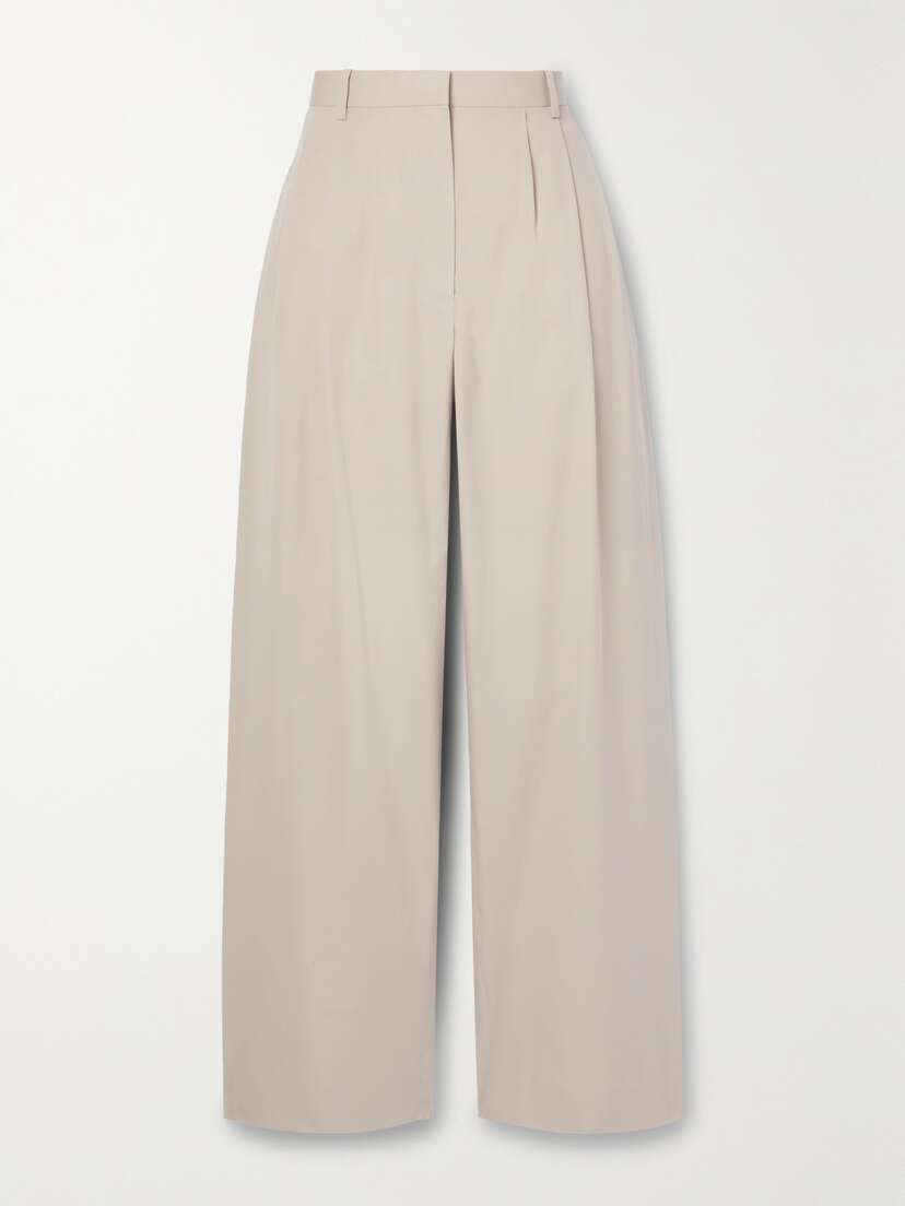 The Row Bufus Pleated Cotton-poplin Straight-leg Pants