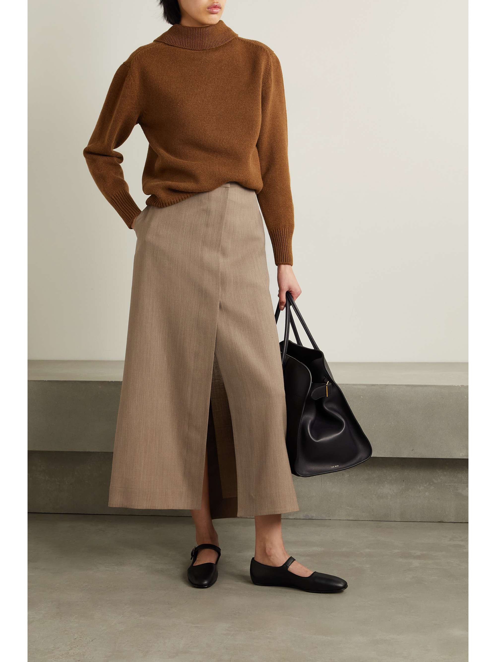 THE ROW Barlow wool midi wrap skirt