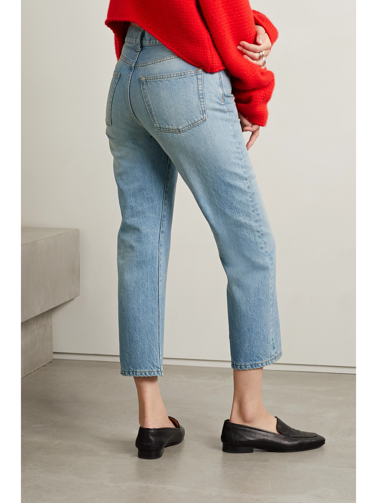 Shop The Row Lesley Cropped High-rise Flared Jeans In Blue