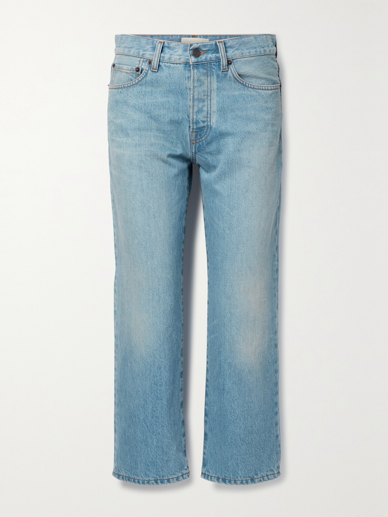 The Row Lesley Cropped High-rise Flared Jeans In Washed Blue