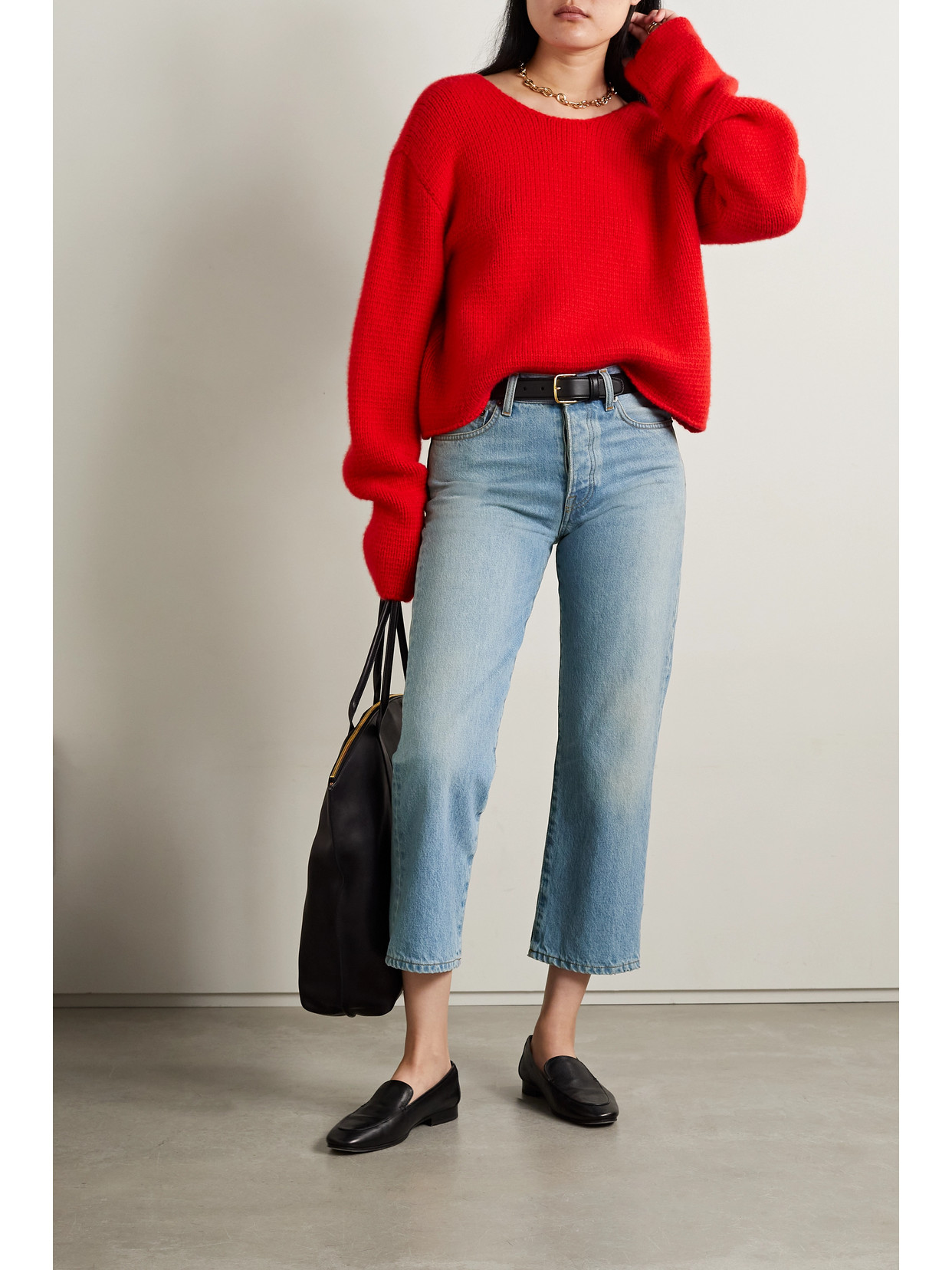 The Row Lesley Cropped High-rise Flared Jeans In Blue