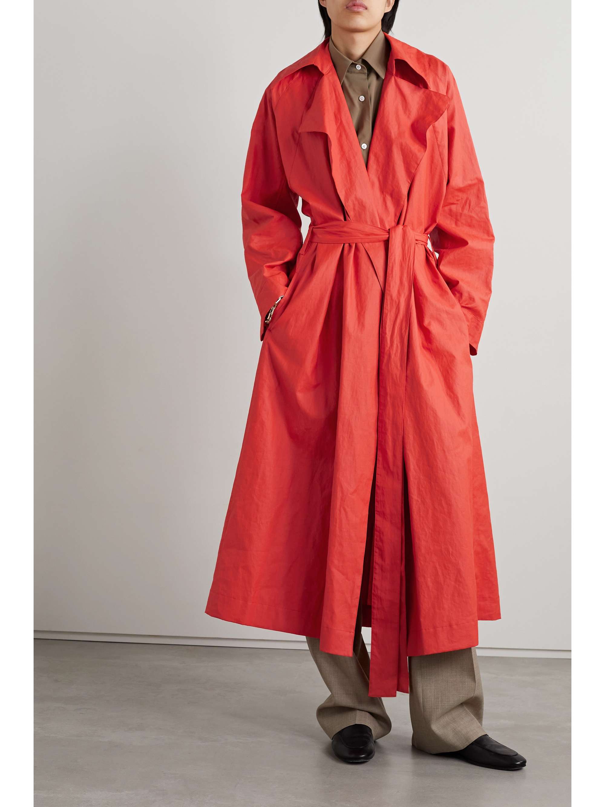 THE ROW Badva hooded coated linen-blend trench coat