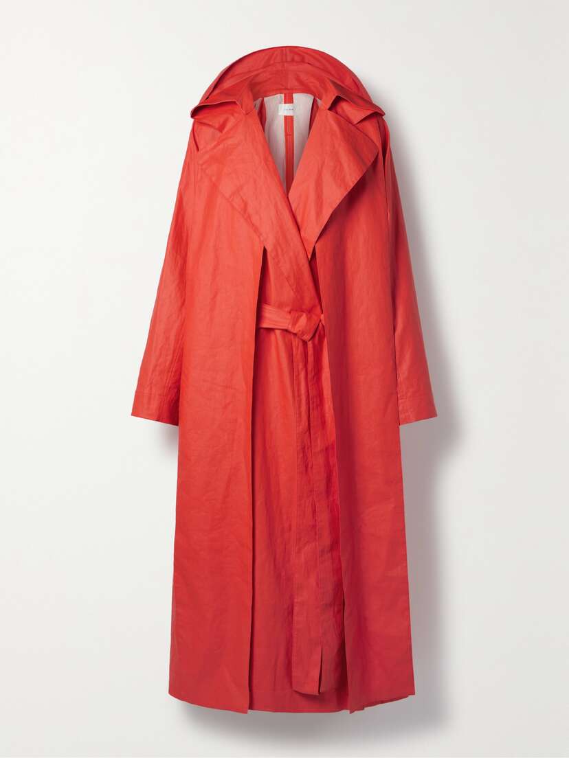 The Row Badva Hooded Coated Linen-blend Trench Coat
