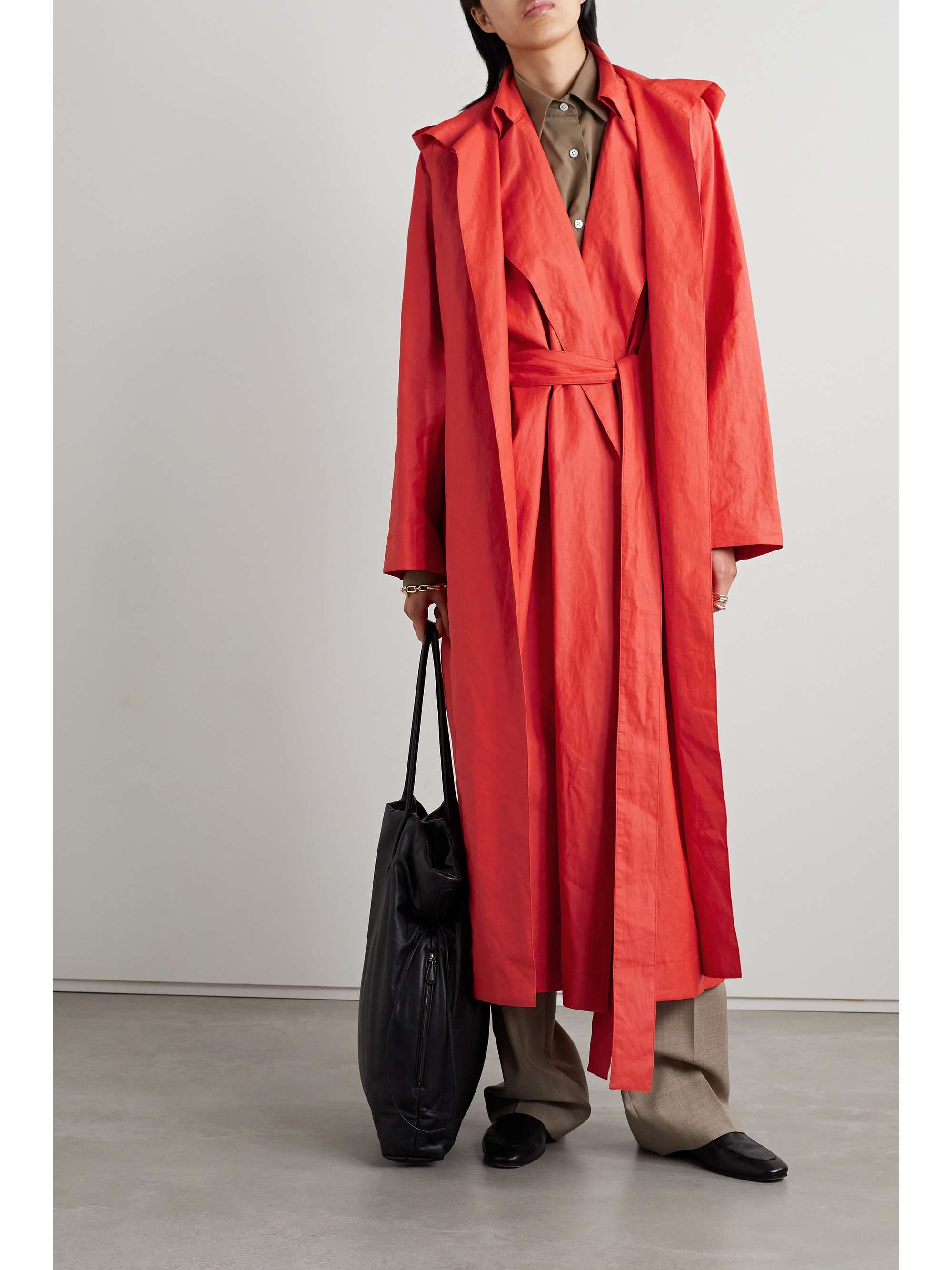 THE ROW Badva hooded coated linen-blend trench coat | NET-A-PORTER