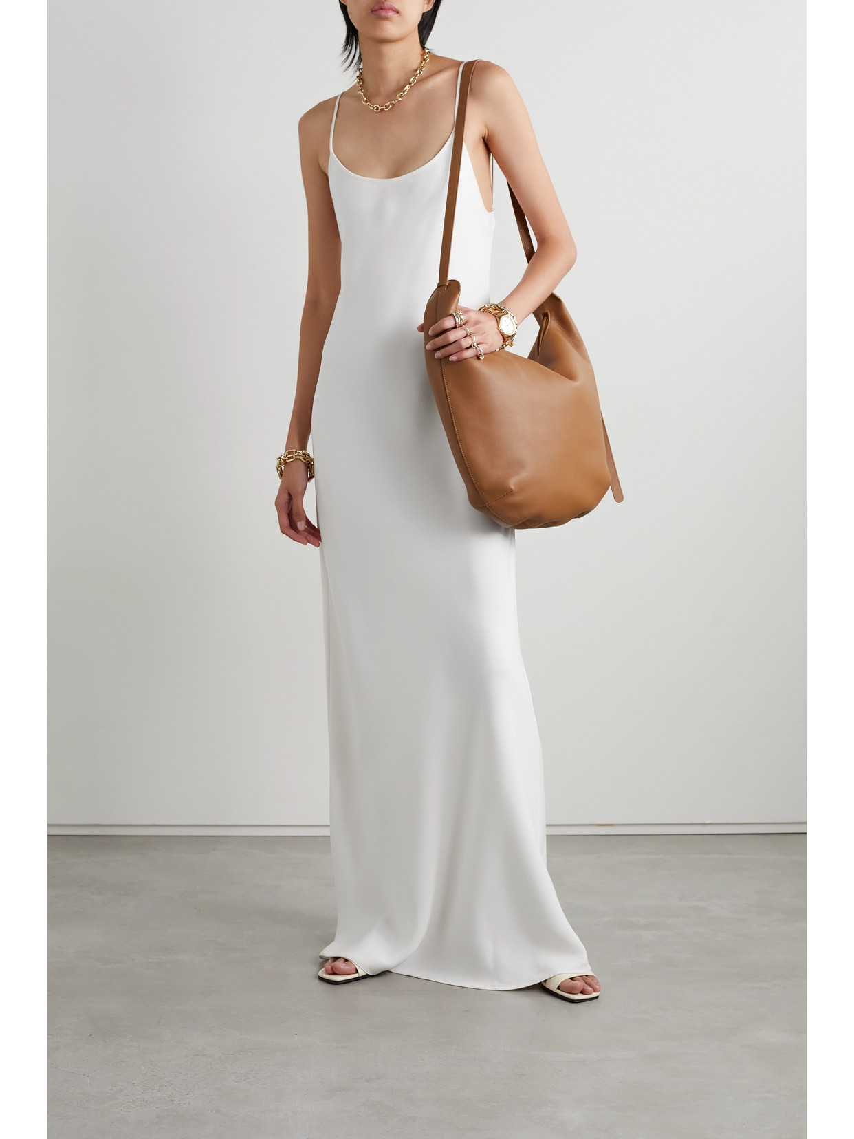 Shop The Row Bantelle Open-back Silk-crepe Maxi Dress In White