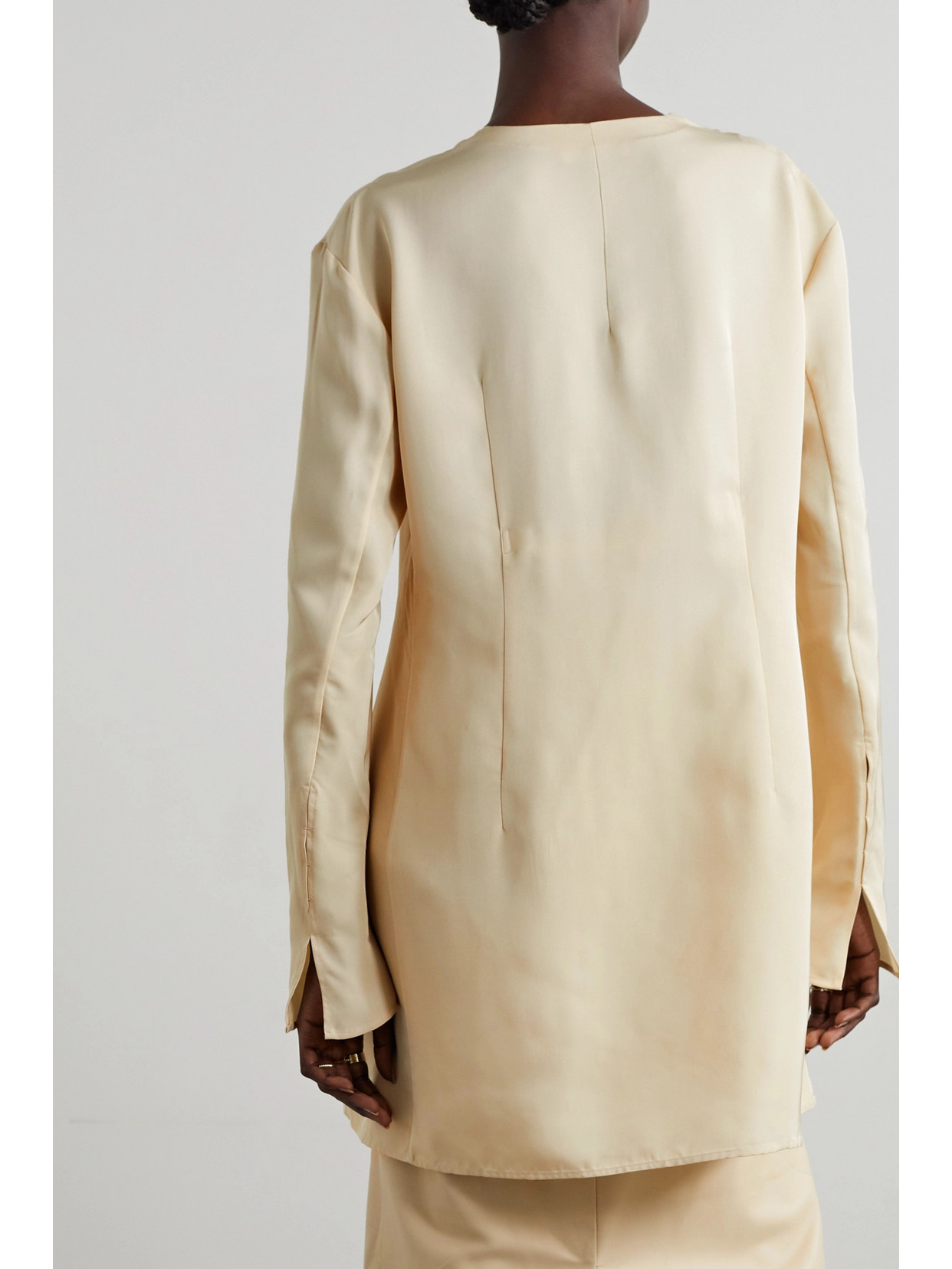 The Row Berilla Satin Button-front Top In Neutrals