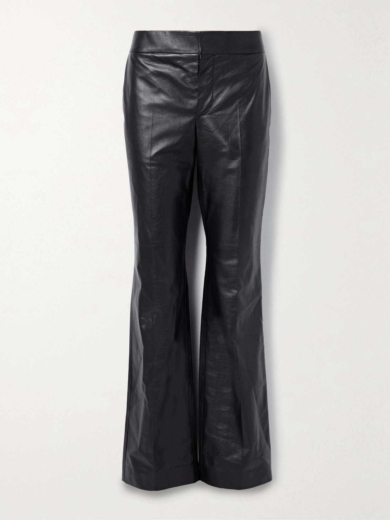 The Row Baer Flared Leather Pants In Black