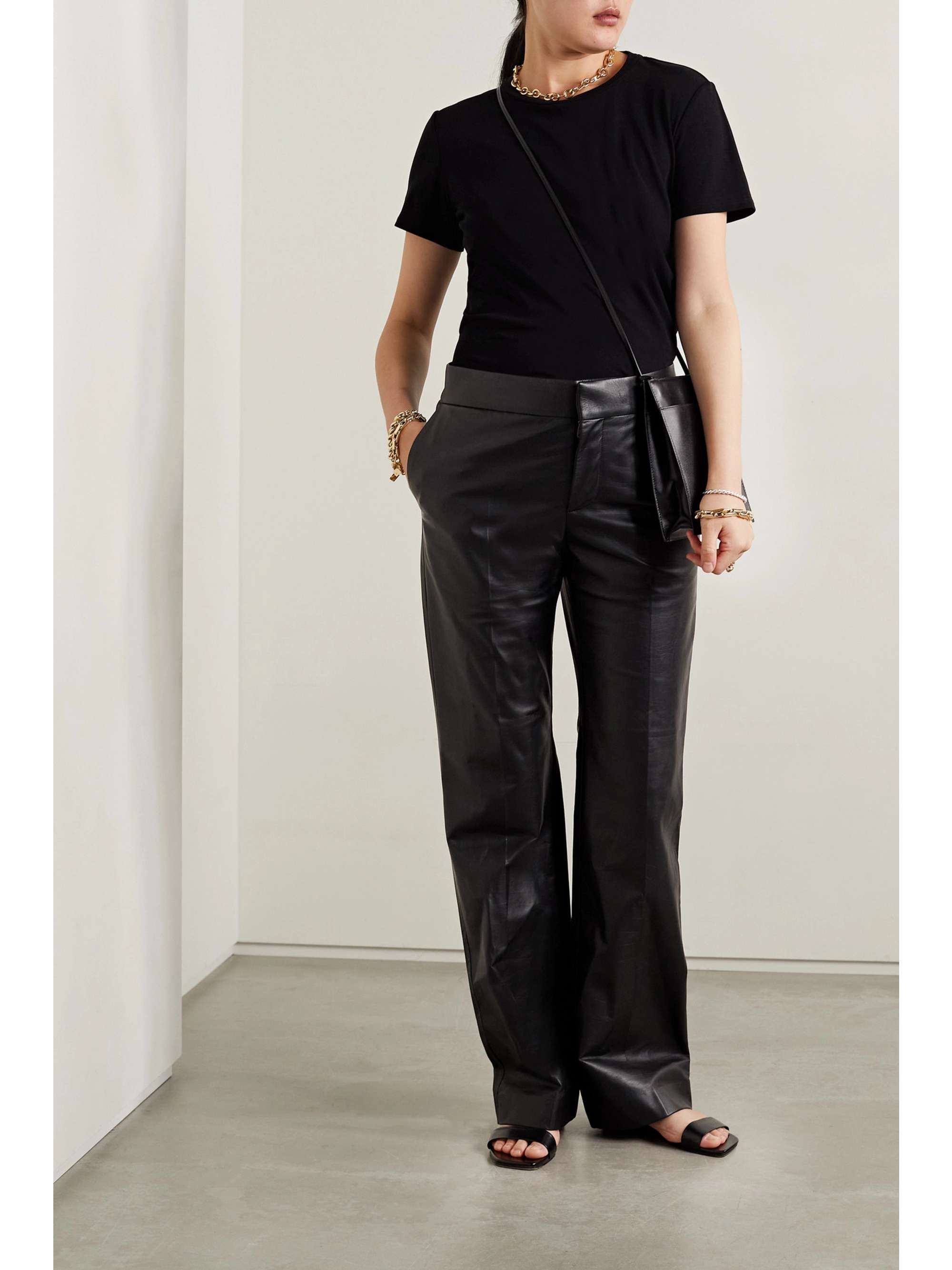 THE ROW Baer flared leather pants