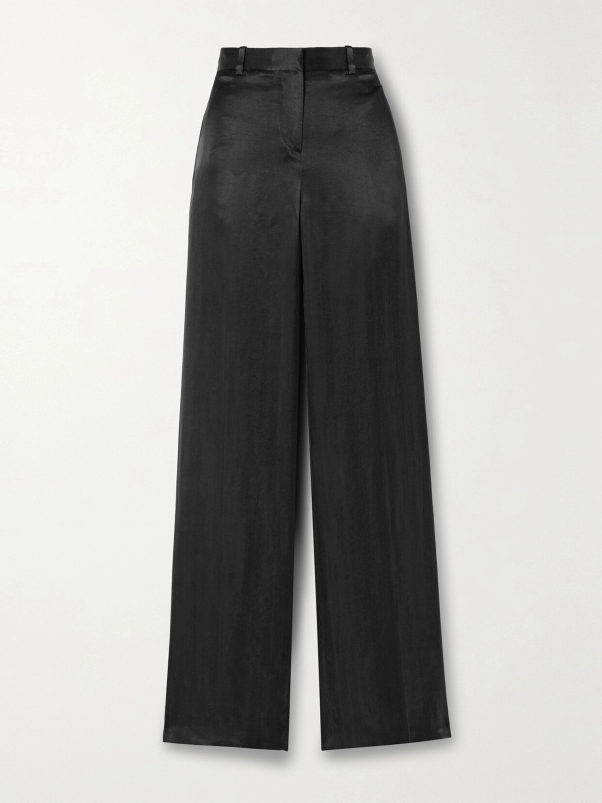 The Row Bany Wool-satin Wide-leg Pants In Black