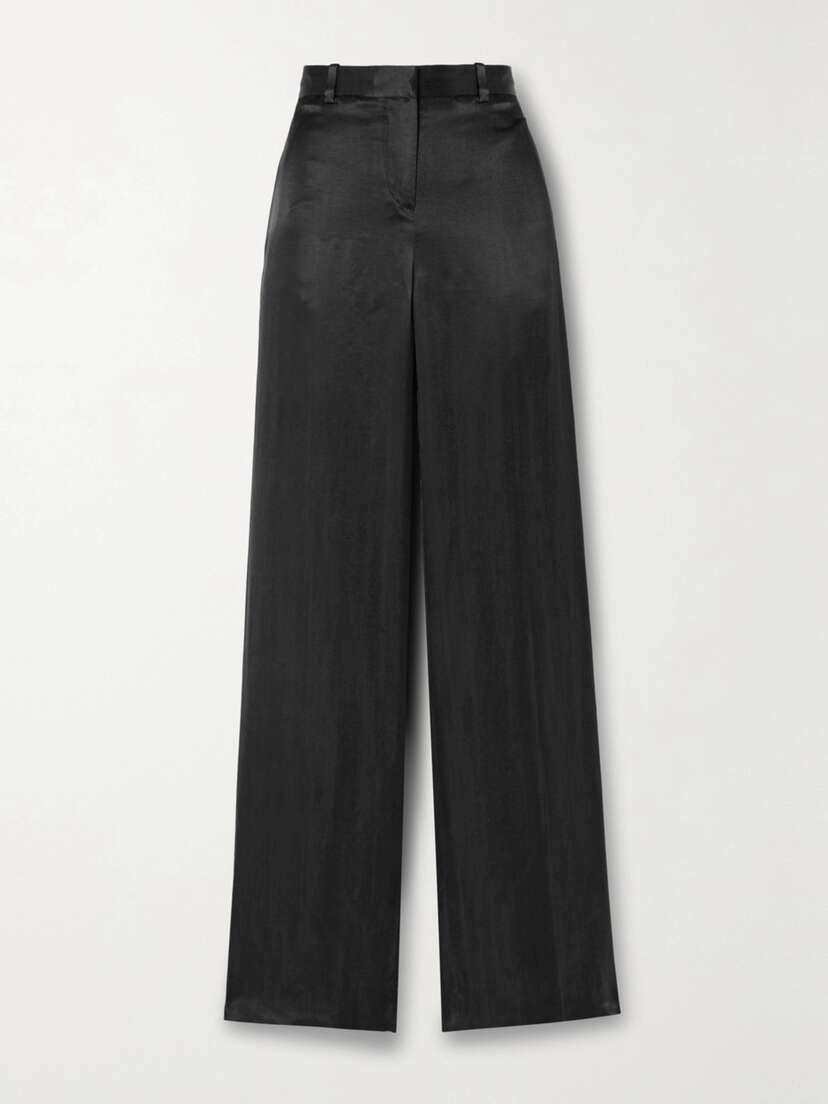 The Row Bany Wool-satin Wide-leg Pants