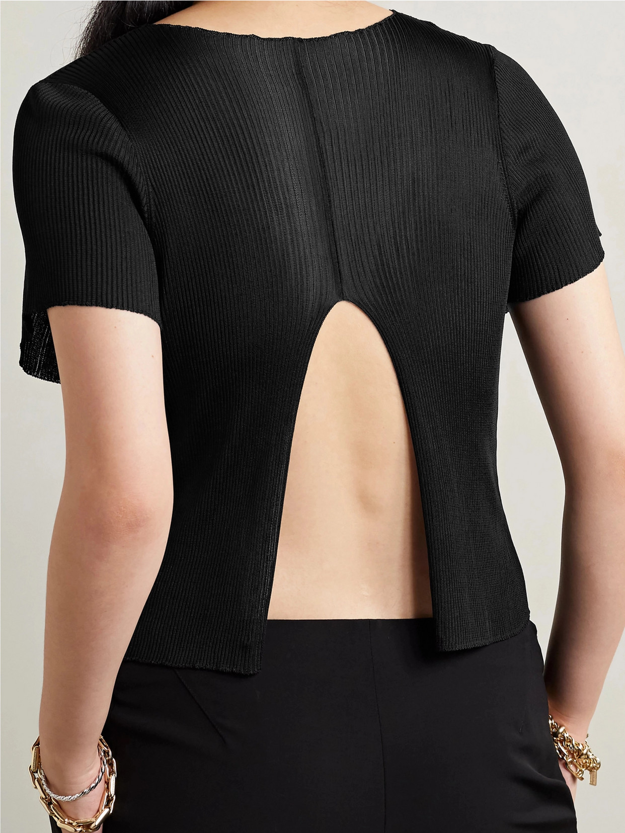 Fuku Open-Back Ribbed-Knit T-Shirt