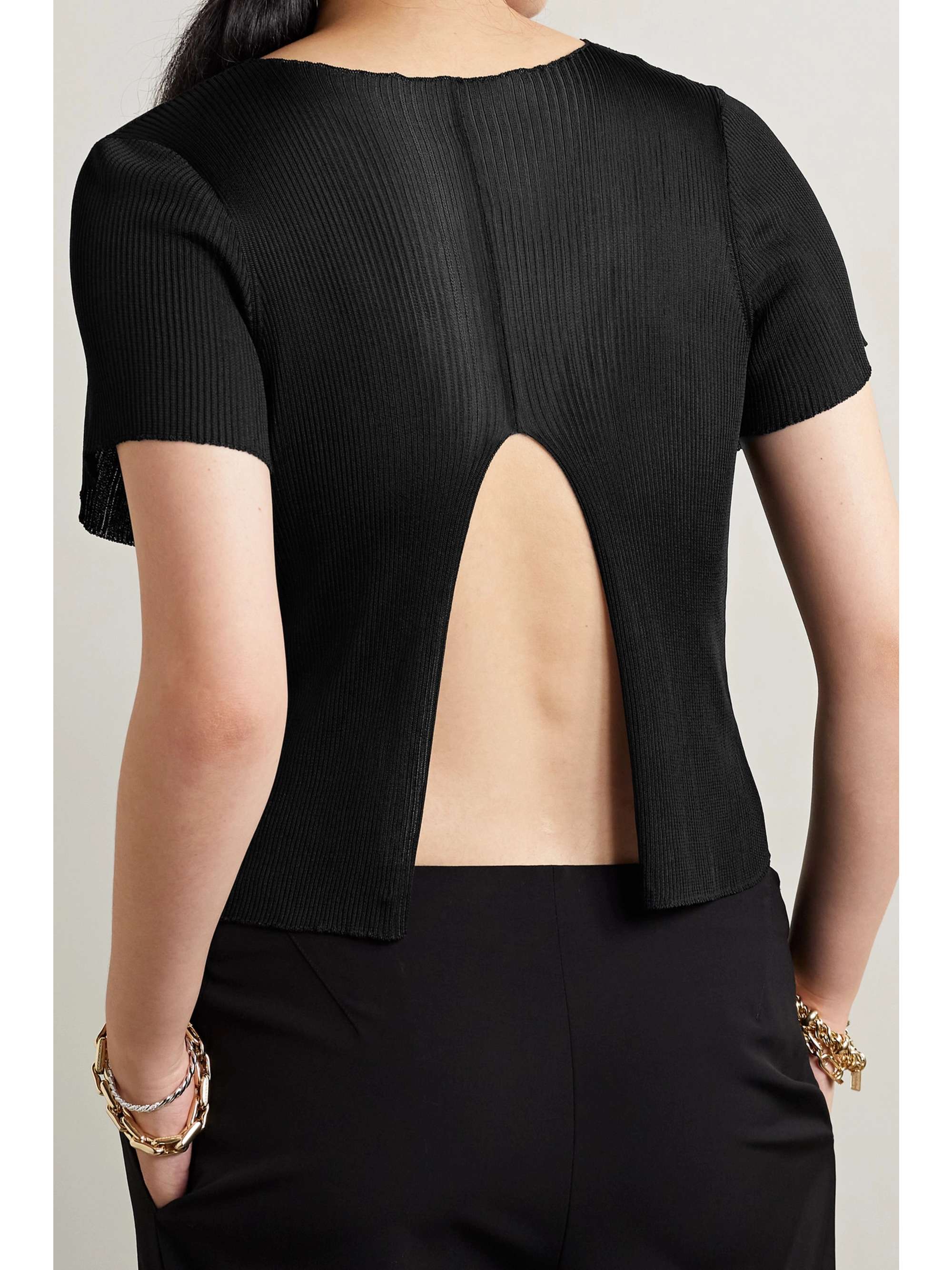 THE ROW Fuku open-back ribbed-knit T-shirt