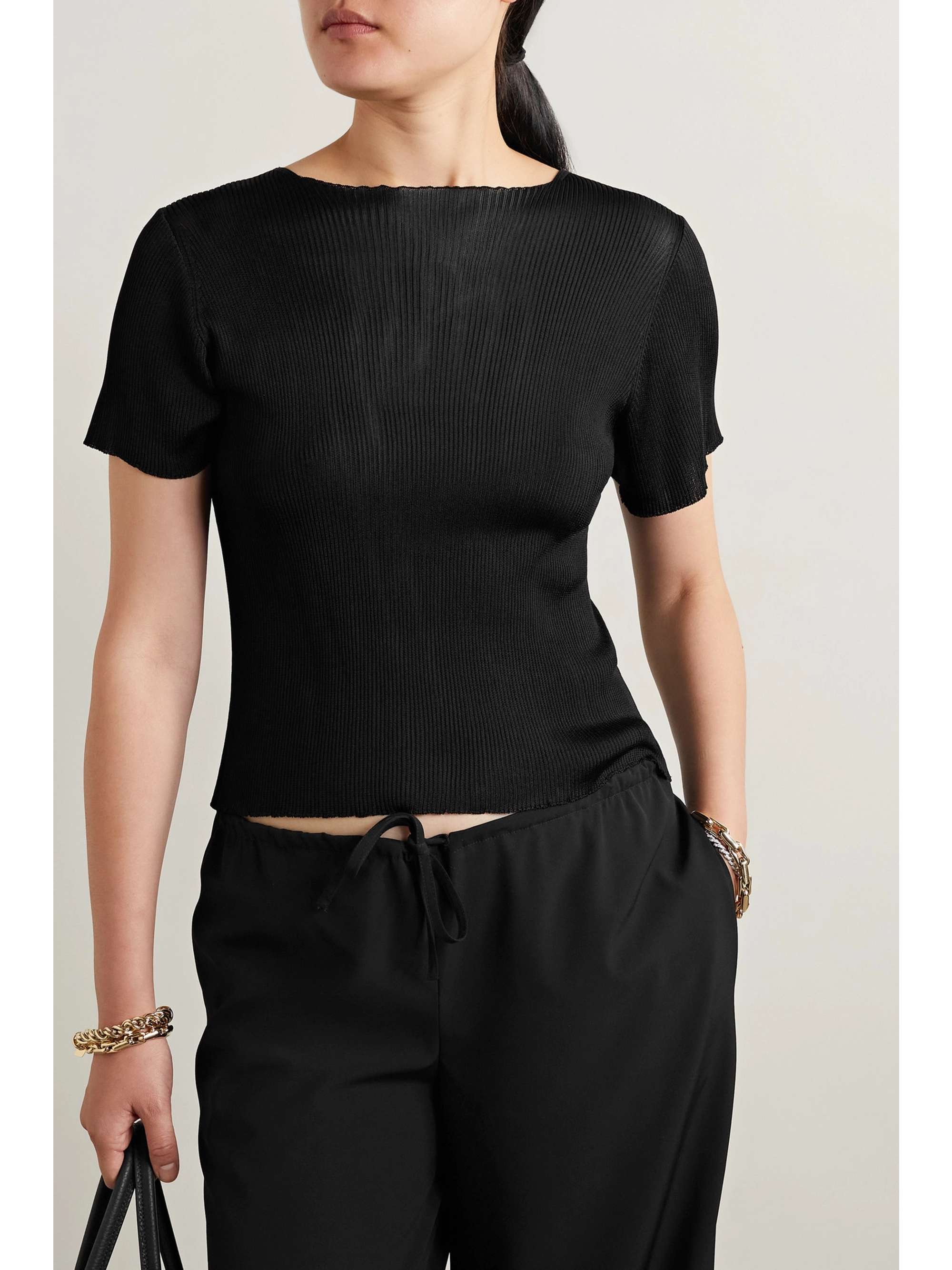 THE ROW Fuku open-back ribbed-knit T-shirt