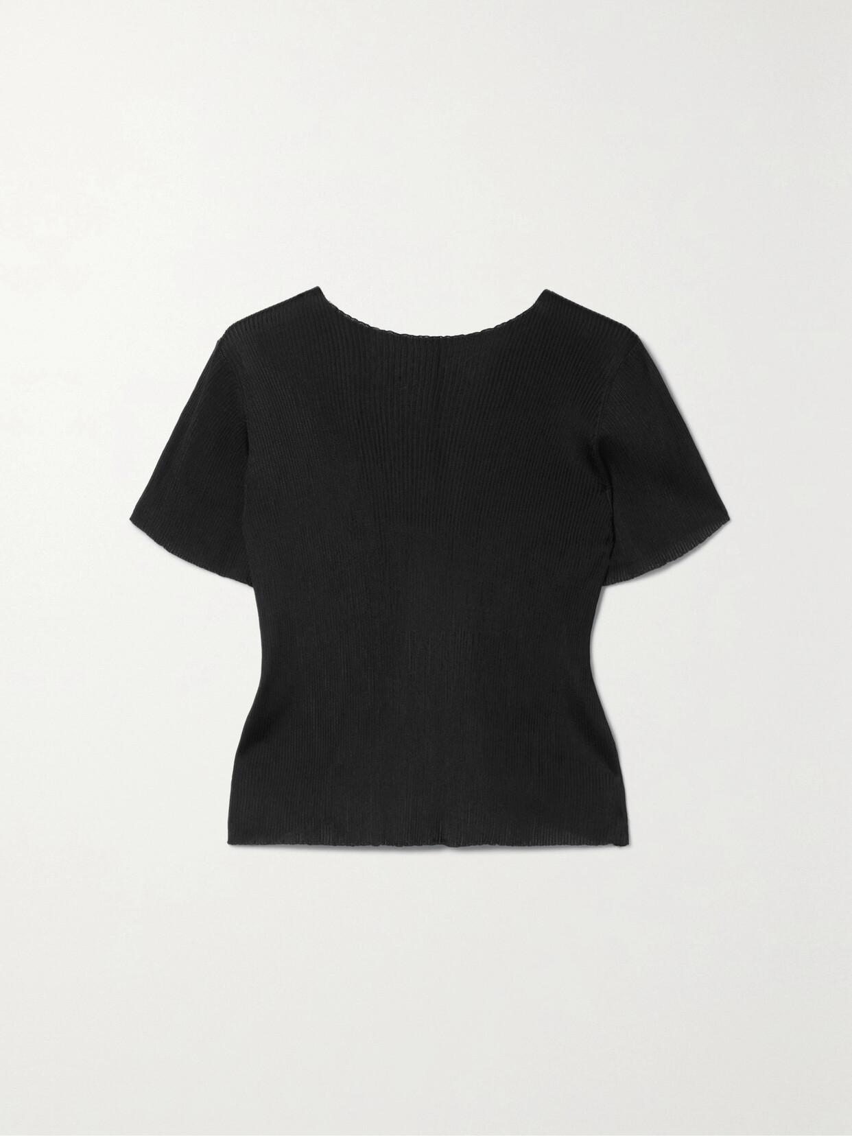 The Row Fuku Open-back Ribbed-knit T-shirt In Black