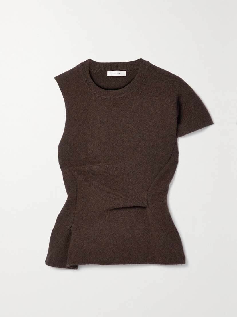 The Row Charlise Gathered Asymmetric Cashmere Top