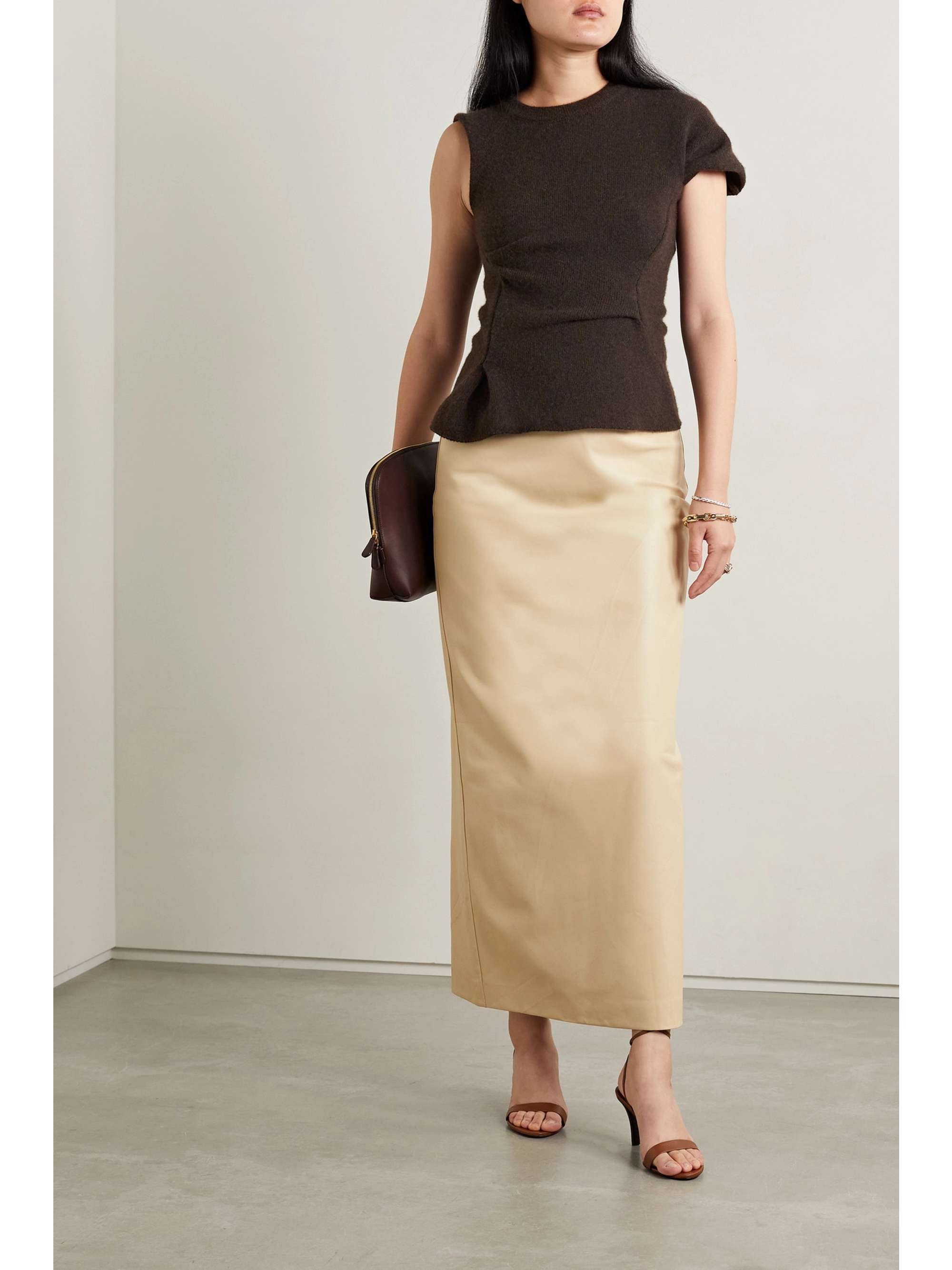 THE ROW Charlise gathered asymmetric cashmere top
