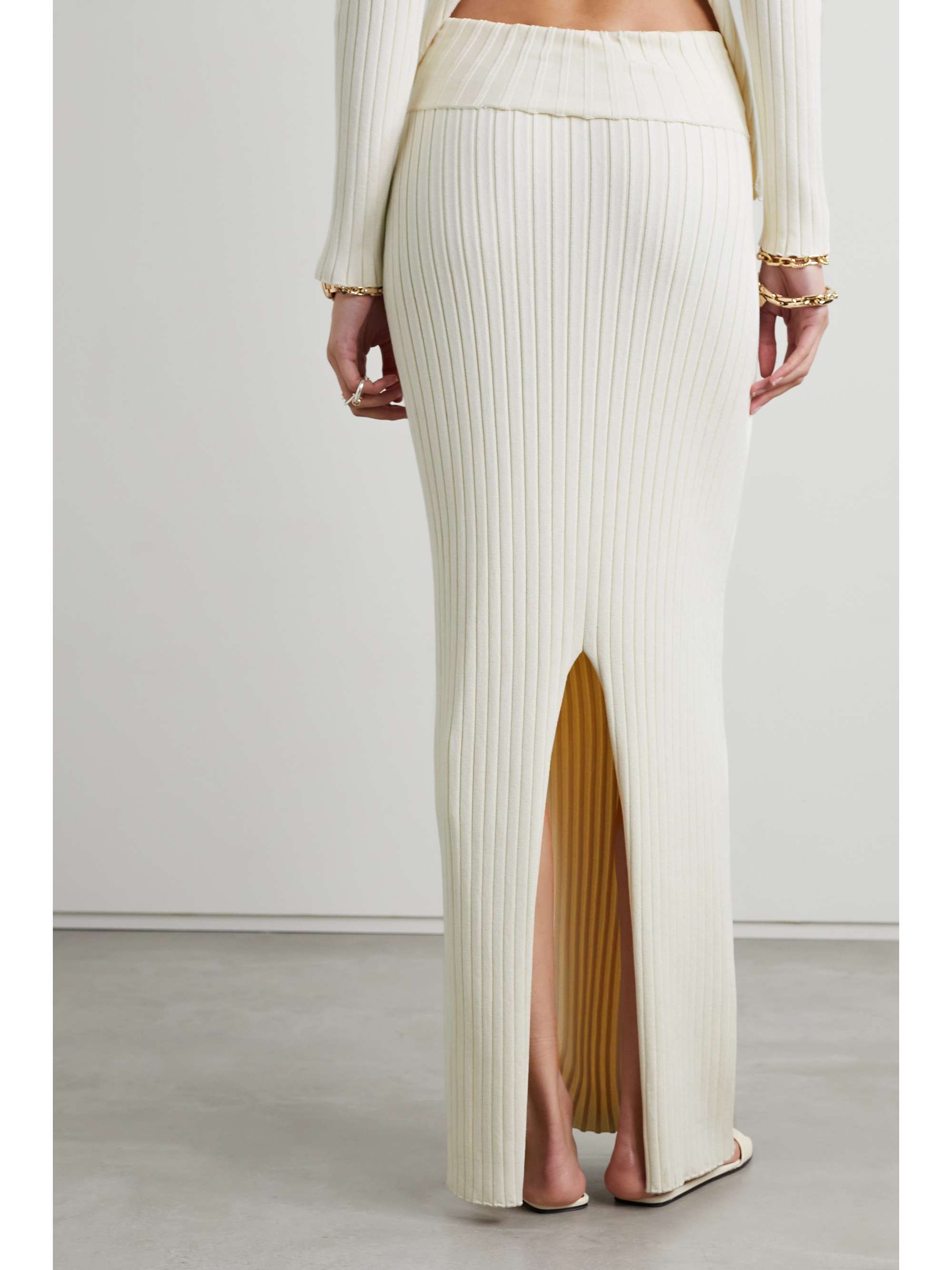 THE ROW Moss ribbed silk maxi skirt