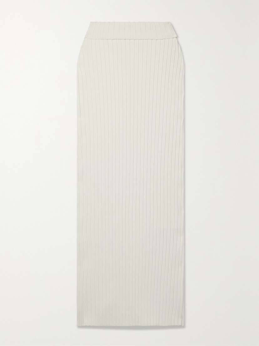 The Row Moss Ribbed Silk Maxi Skirt