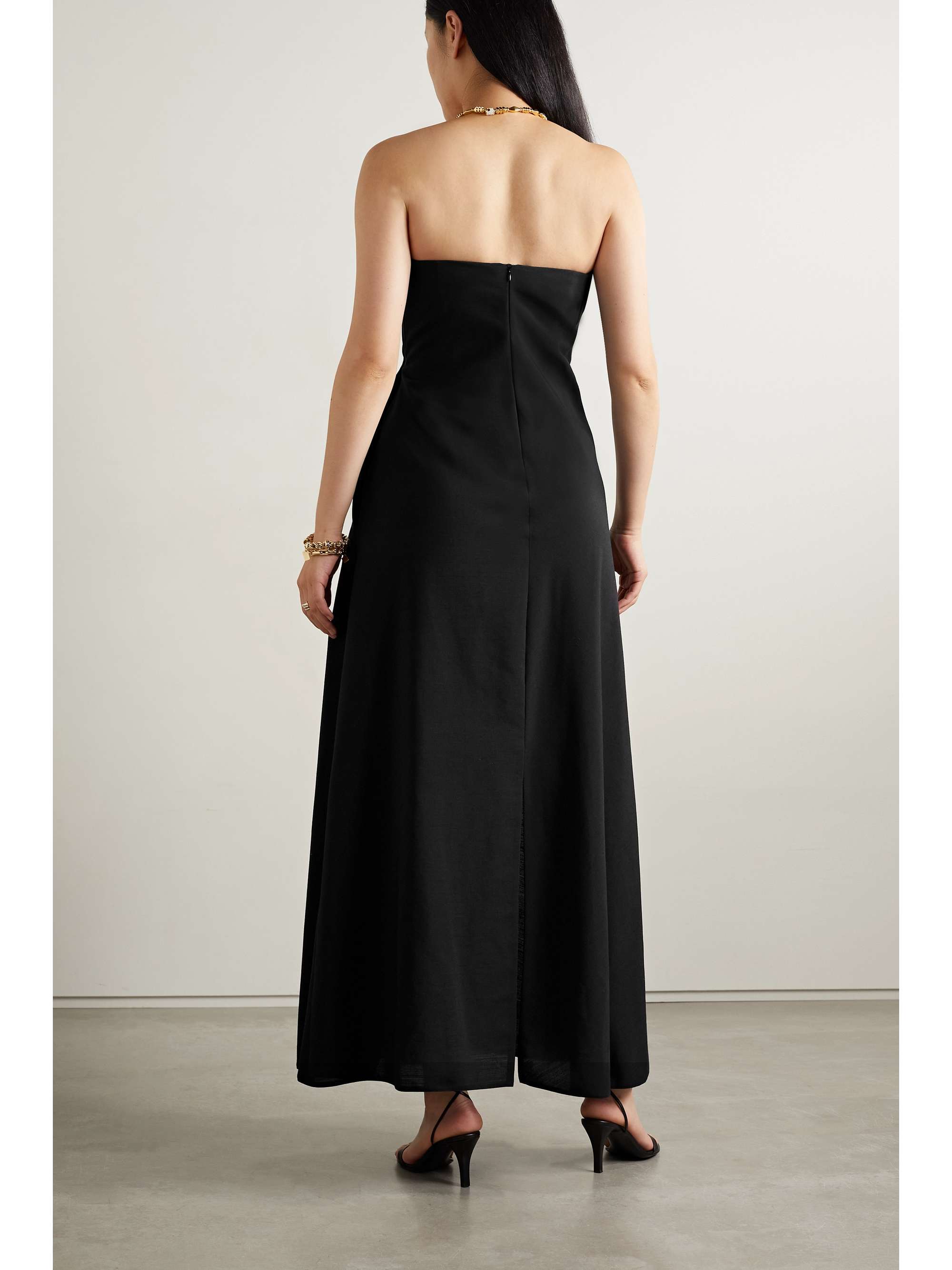 THE ROW Bima strapless gathered crepe bustier maxi dress
