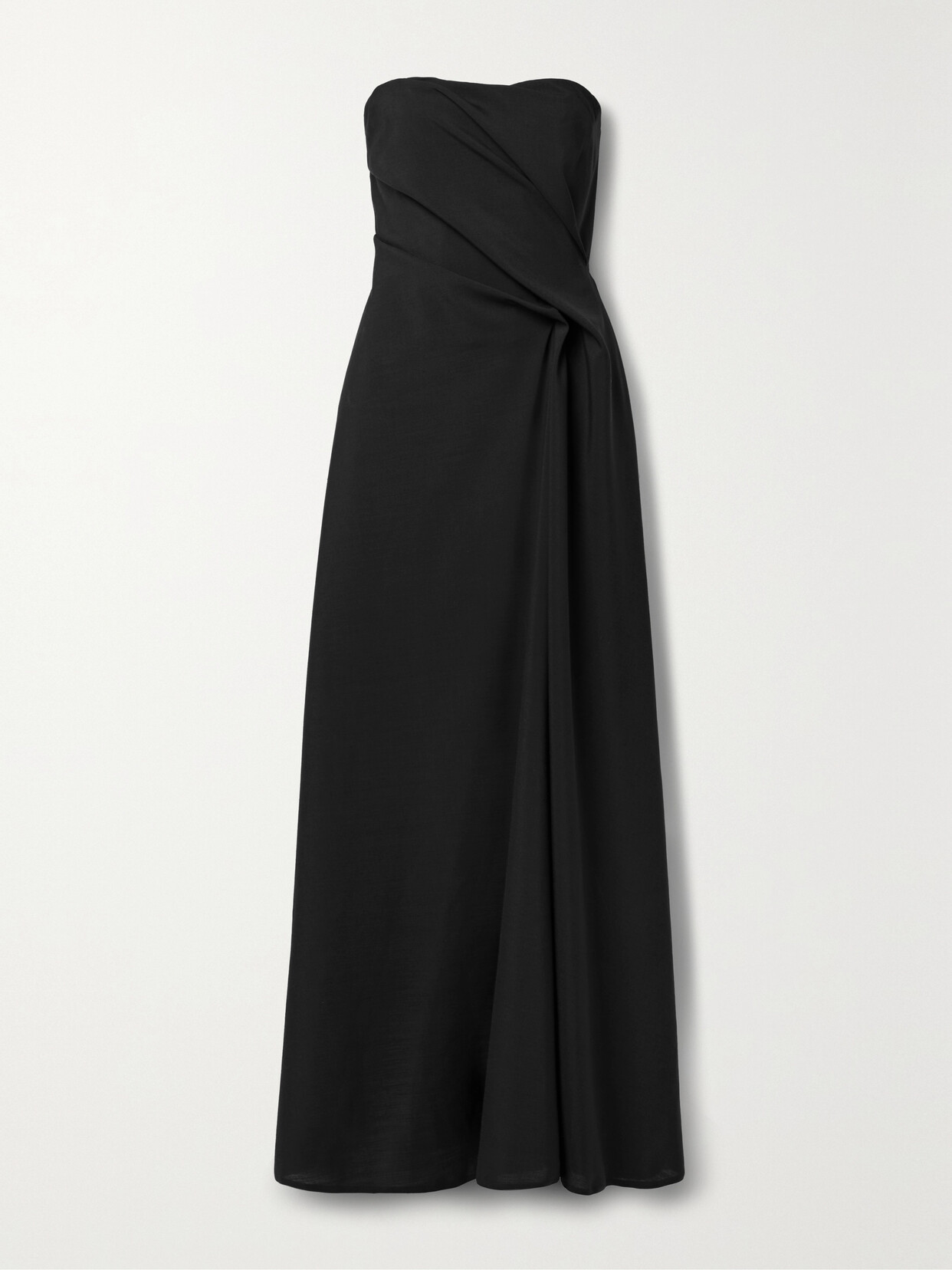 Shop The Row Bima Strapless Gathered Crepe Bustier Maxi Dress In Black