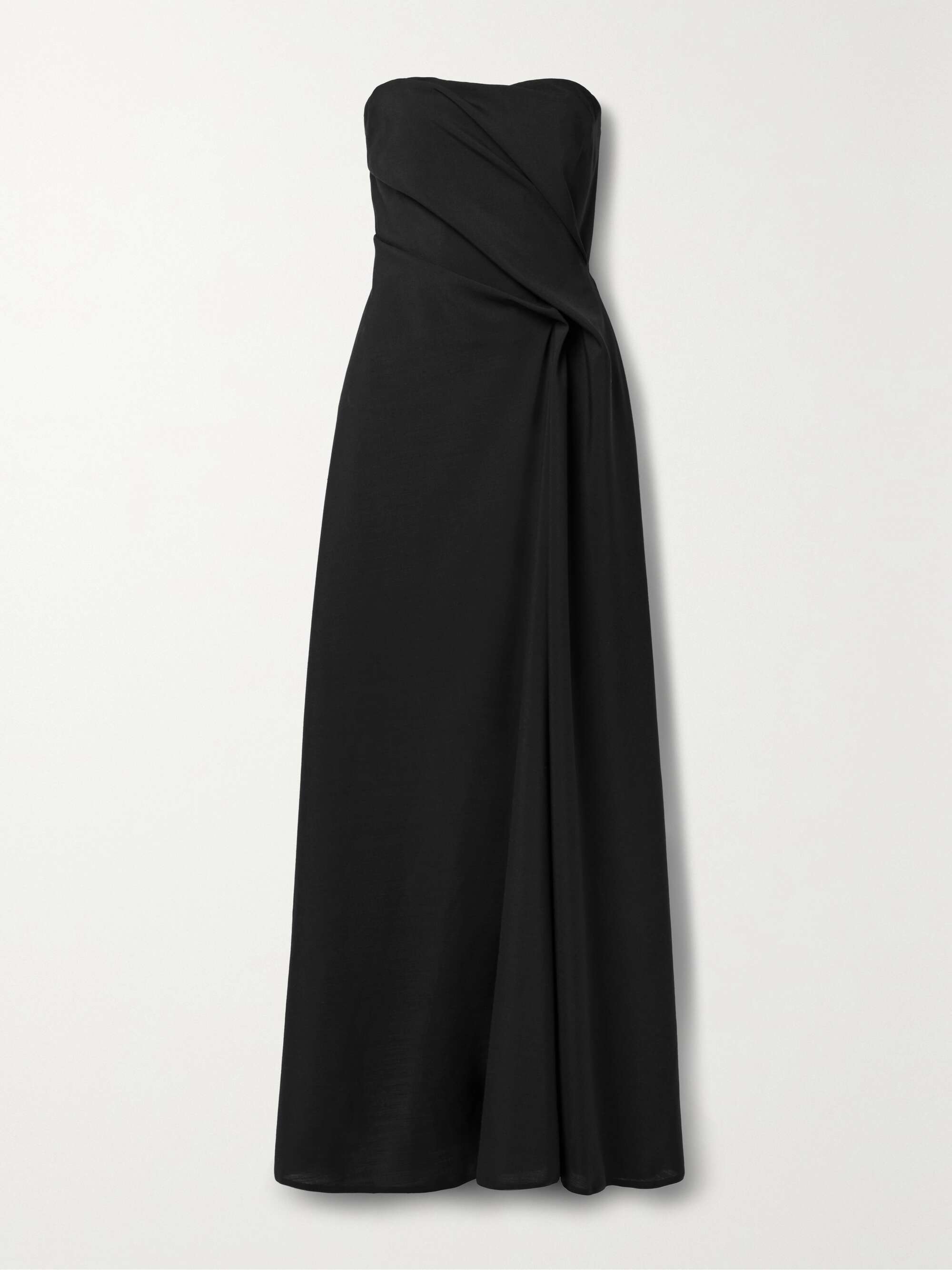 Monochromatic strapless maxi dress with bustier bodice